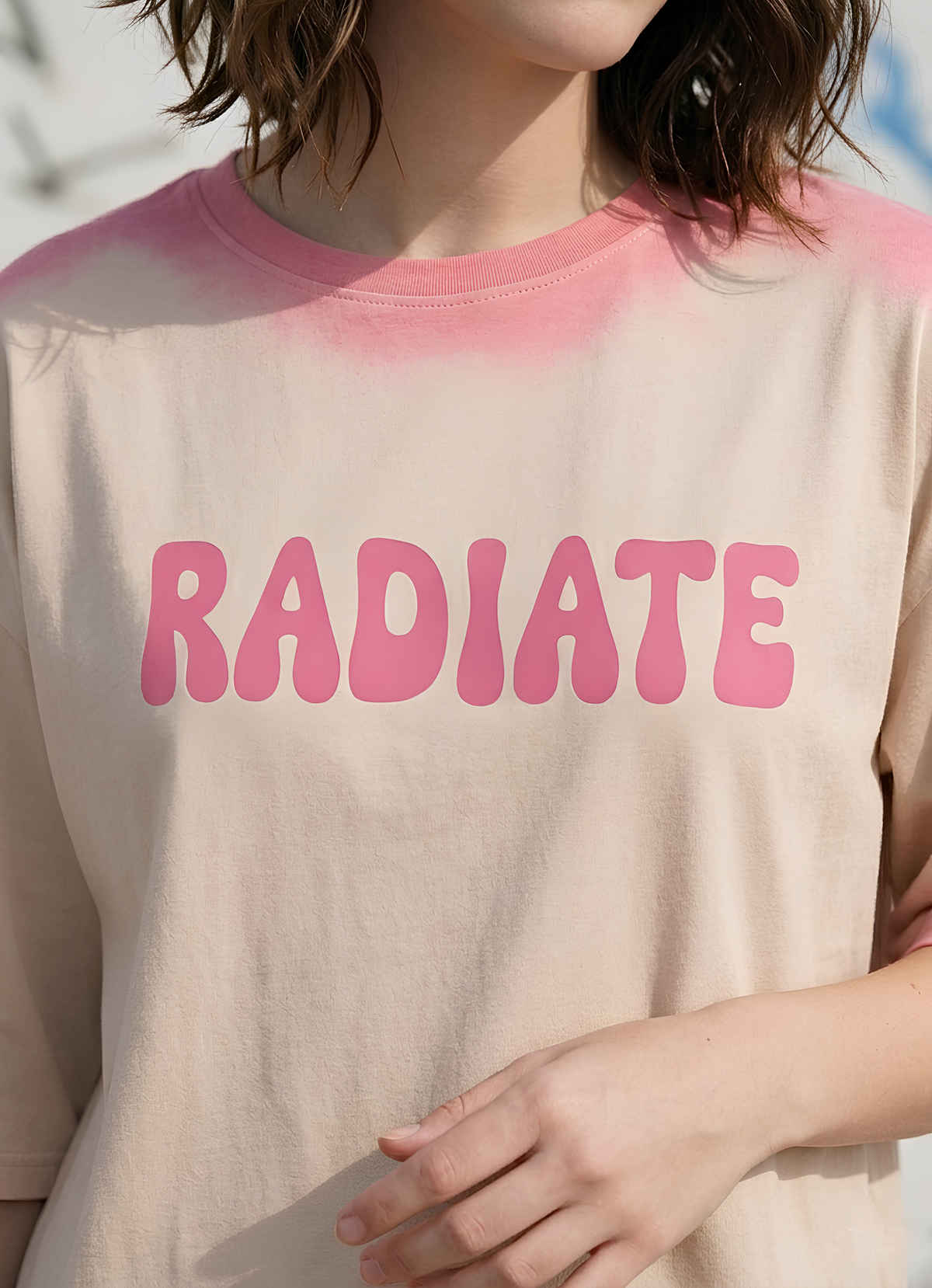 Smartees Women's Oversize Tie & Dye Tshirt | Beige - M