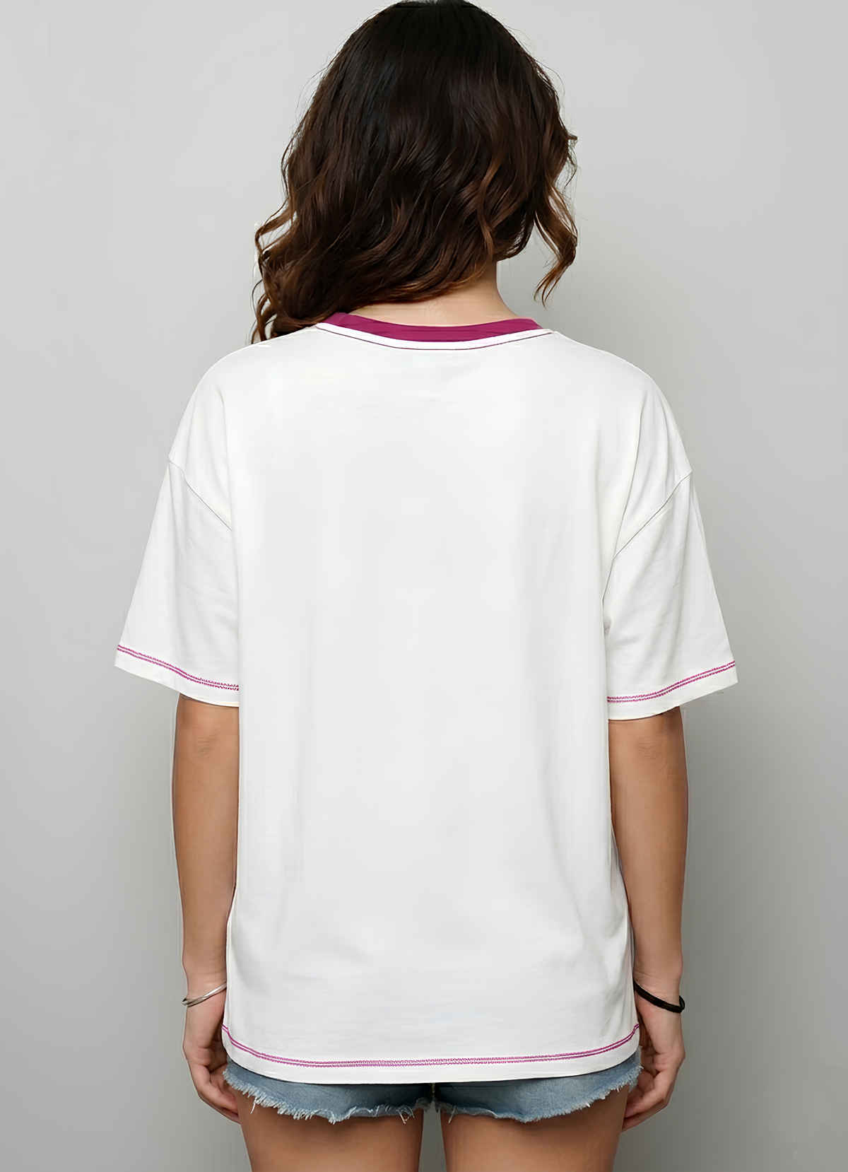 Smartees Women's Oversize Puff Printed Tshirt | White - M