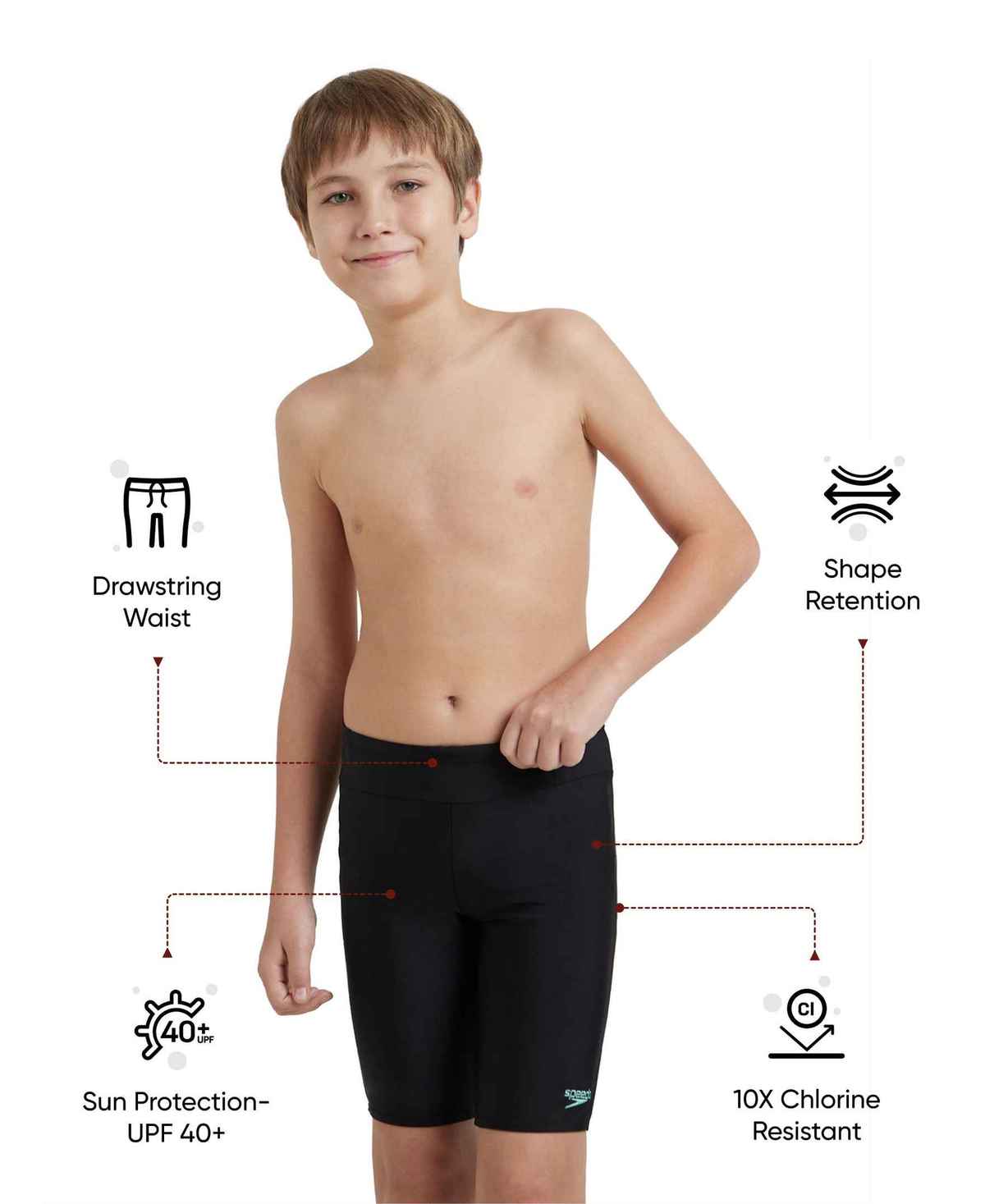 Speedo Boys Essential Houston Jammer | Endurance10 Fabric | Black - 12 Year