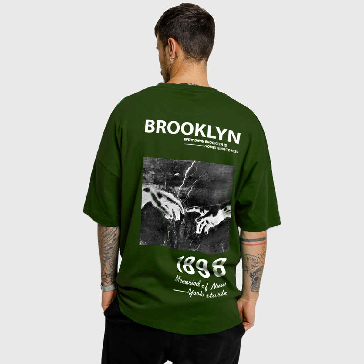 De Tees Men's Oversize T-shirt | M-OST-OLIVE-BROOKLYN | Olive - XXL