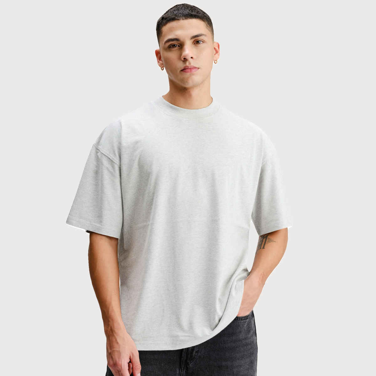 De Tees Men's Oversize T-shirt | M-OST-WHITE-MELANGE-TODAY | Grey Melange - L