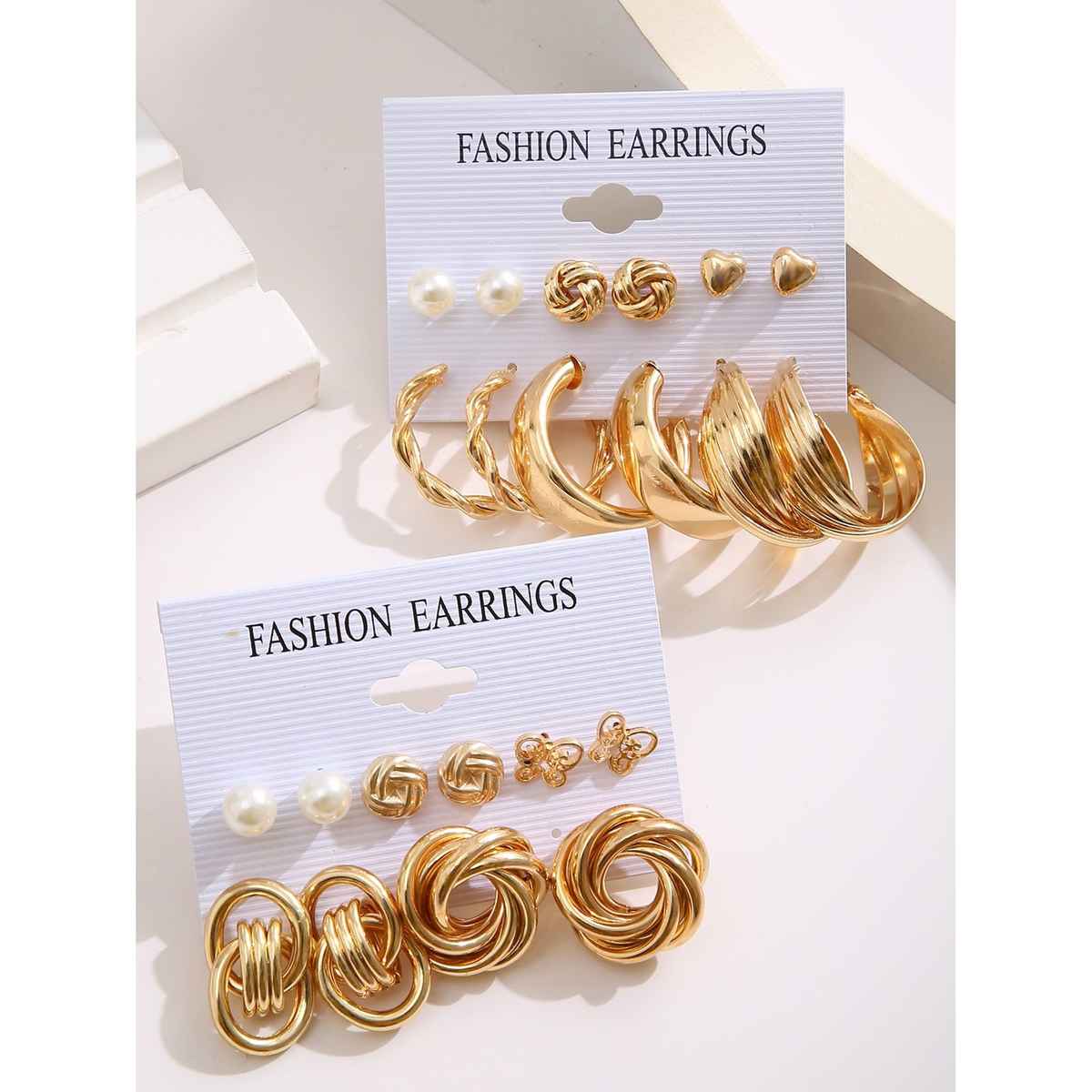 Shining Diva Fashion 11 Pairs Combo Set Stylish Hoop Stud Earrings for Women and Girls | 14949er