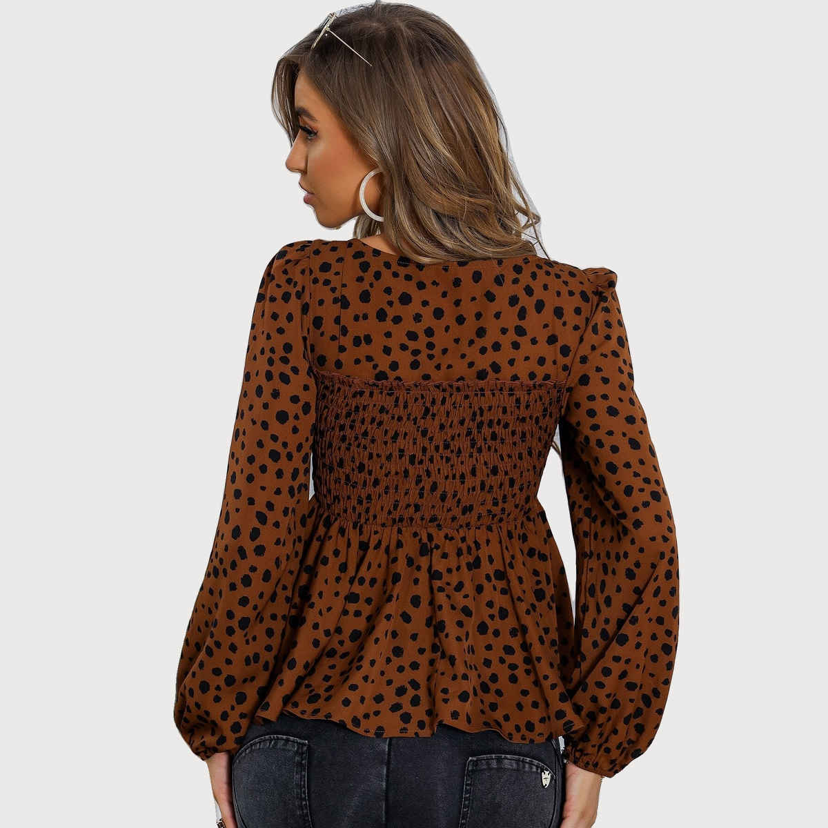 Sheetal Women's Animal Printed Square Neck Top | 5108 | Brown - L