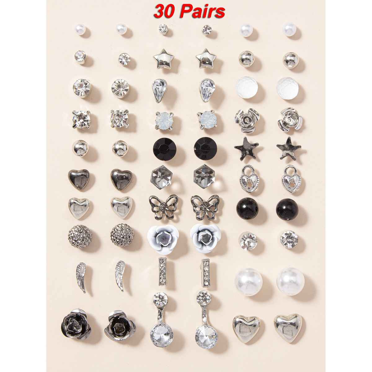 Shining Diva Fashion 30 Pairs Combo Set Crystal Pearl Earrings for Women and Girls | 14855er