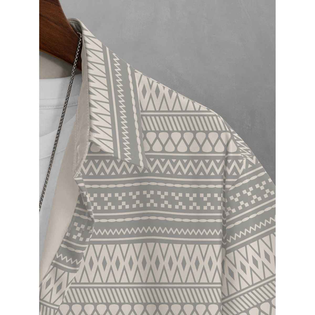 Bullmer Men's Trendy Regular Fit Printed Causal Shirt | Grey - L