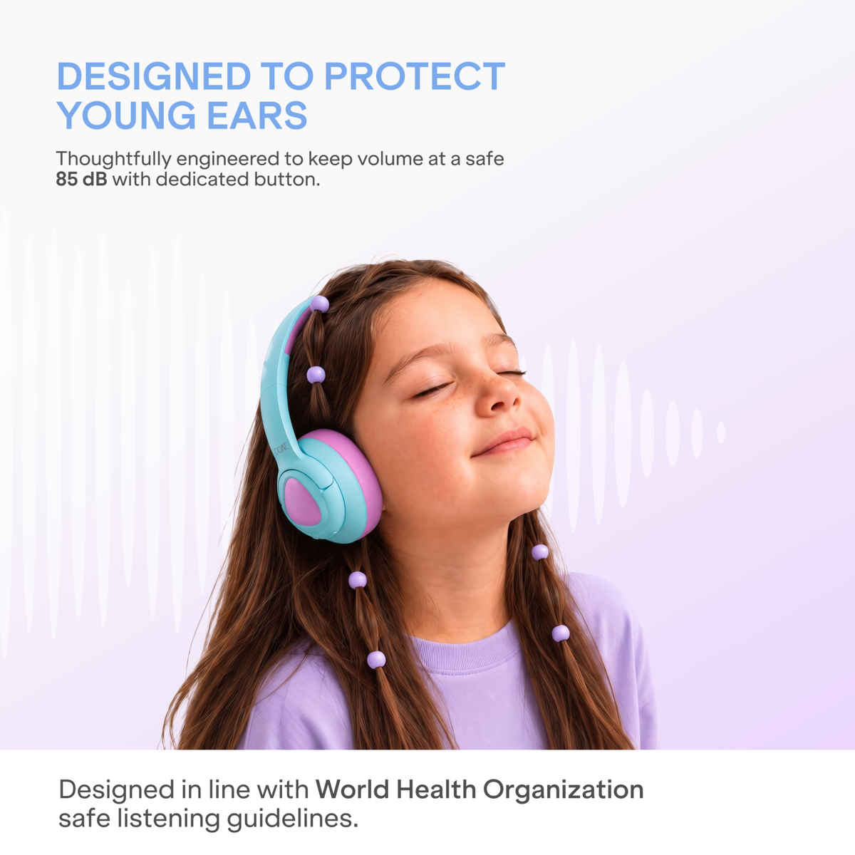 Volumm Key boAt Sailor Play Wireless Kids Headphones, 85dB Volume Limiter, 40mm ...