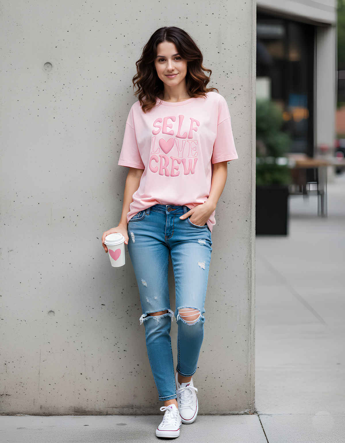 Smartees Women's Oversize Puff Printed Tshirt | Pink - L