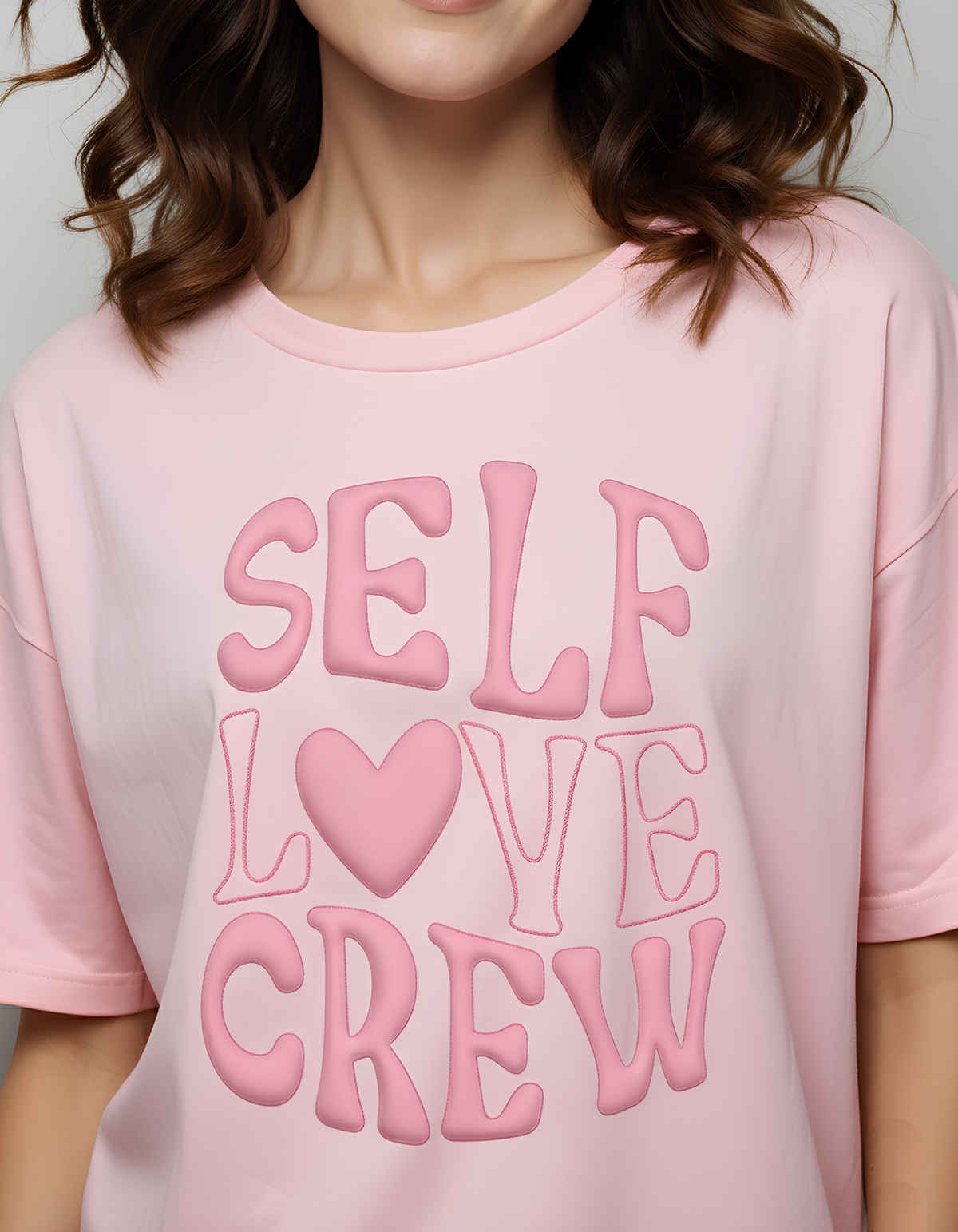 Smartees Women's Oversize Puff Printed Tshirt | Pink - M