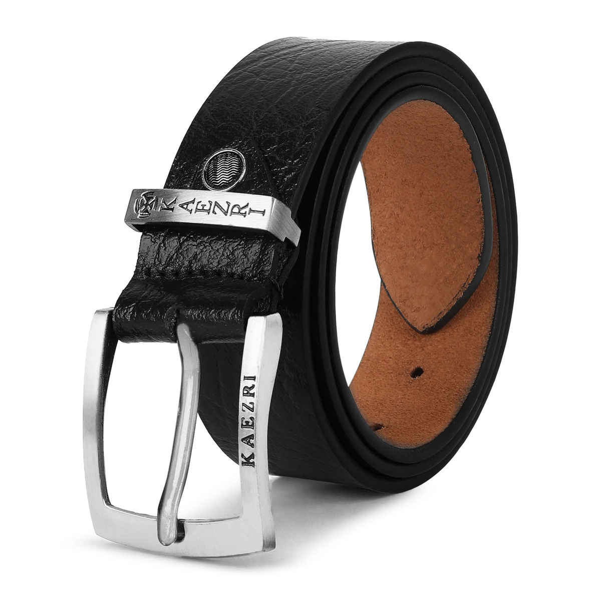 Kaezri Genuine Leather Black Textured Belt for Men | Katablcob - 34
