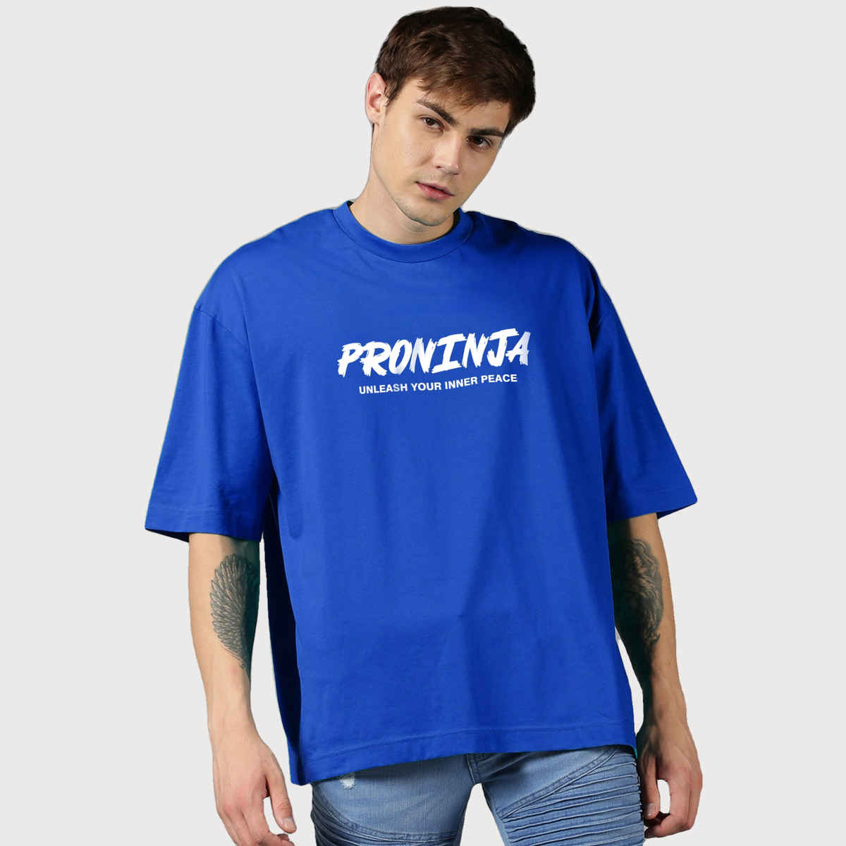 De Tees Men's Oversize T-shirt | M-OST-ROYAL-BLUE-PRONINJA | Royal Blue - S