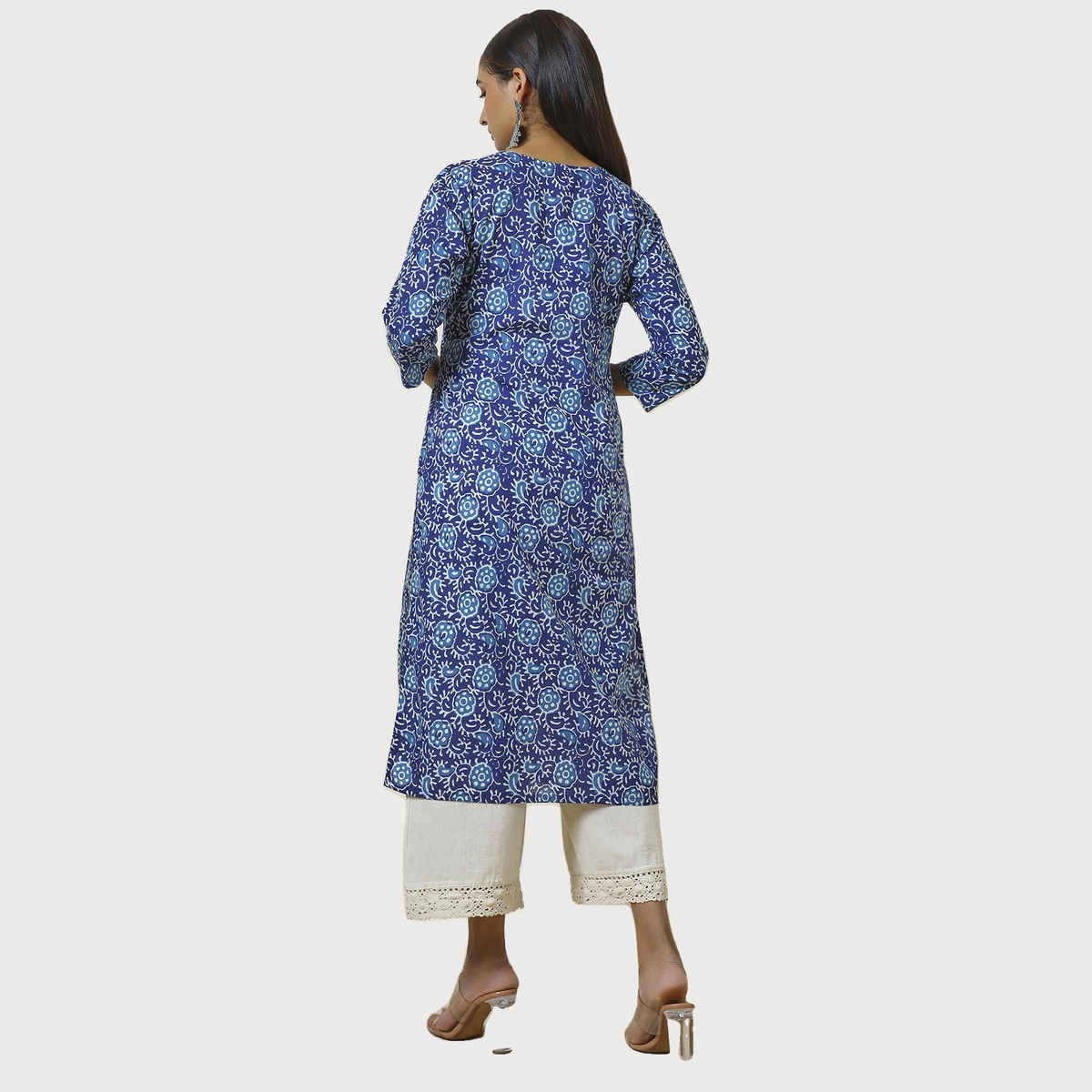 Soch Women's Indigo Cotton Abstract Print Kurta | L