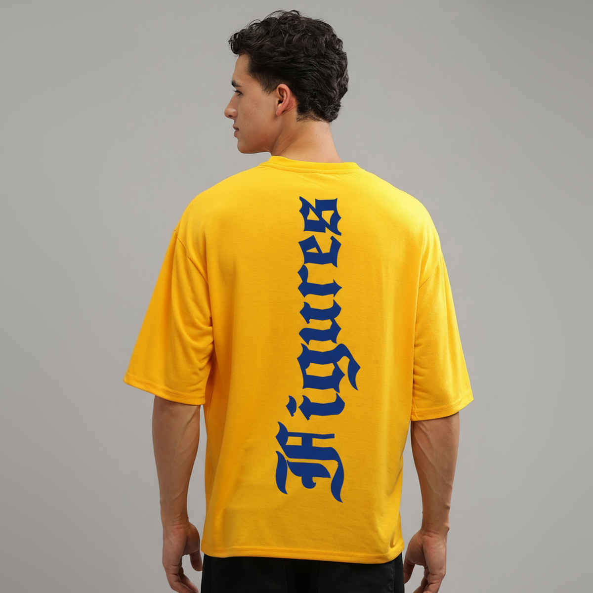 De Tees Men's Oversize T-shirt | M-OST-YELLOW-FIGURES | Yellow - XL