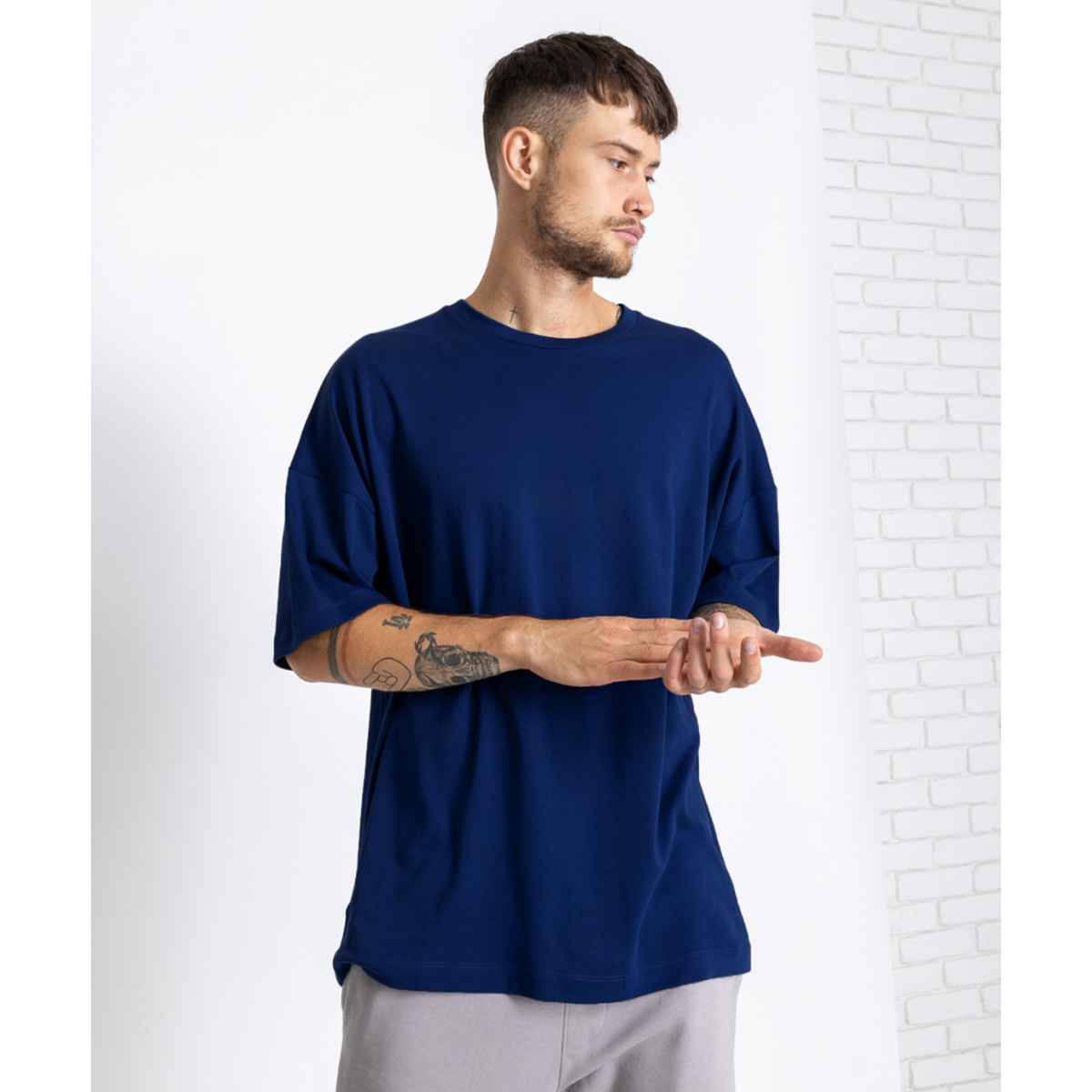 De Tees Men's Oversize T-shirt | M-OST-NAVY-WARM-ENERGY | Navy - XL