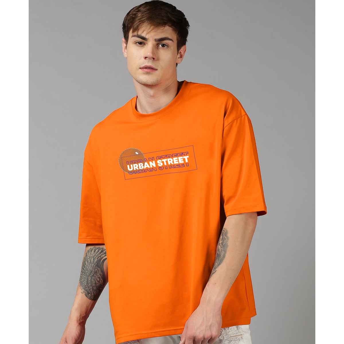 De Tees Men's Oversize T-shirt | M-OST-ORANGE-URBAN-STREET | Orange - M