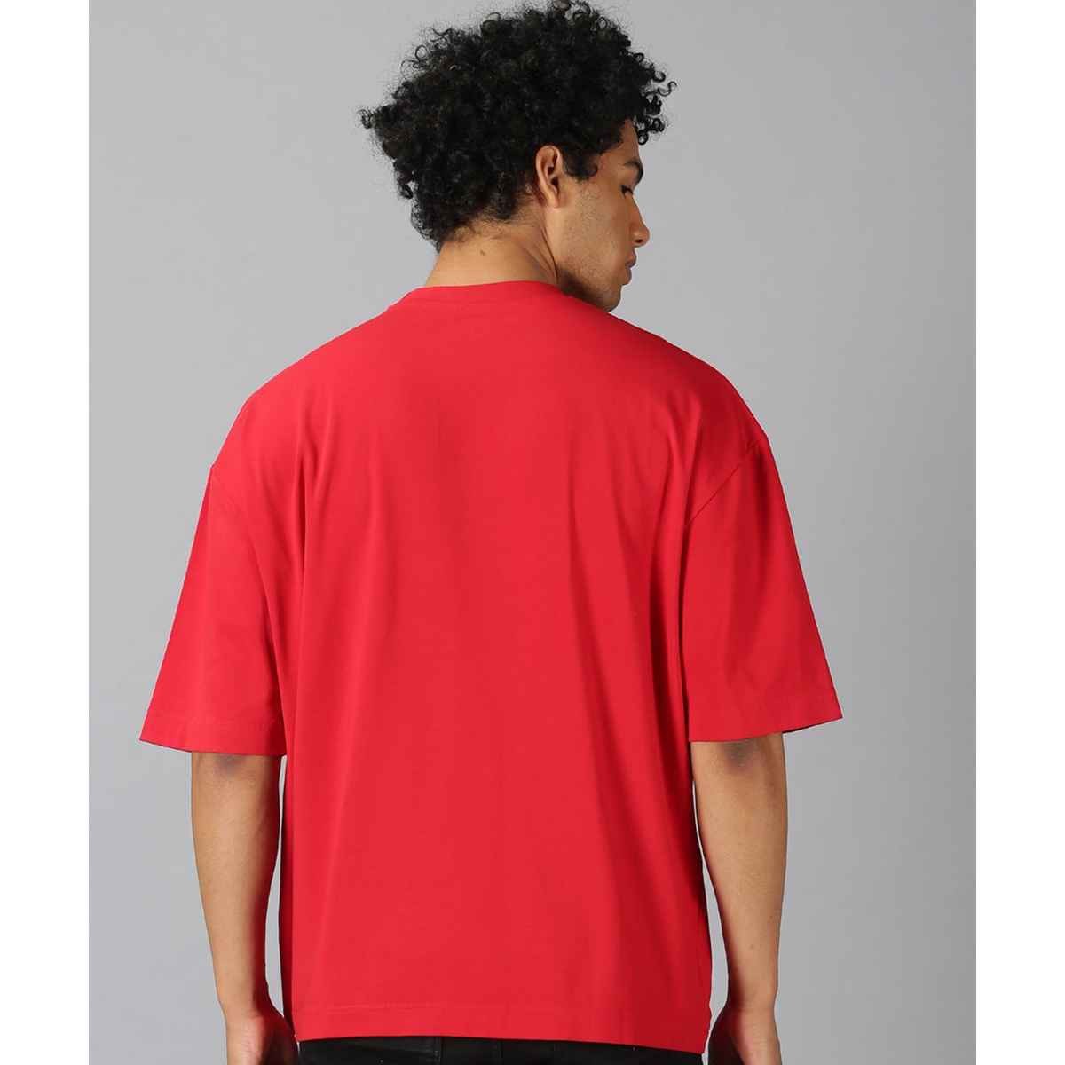 De Tees Men's Oversize T-shirt | M-OST-RED-ANXIETY | Red - XL