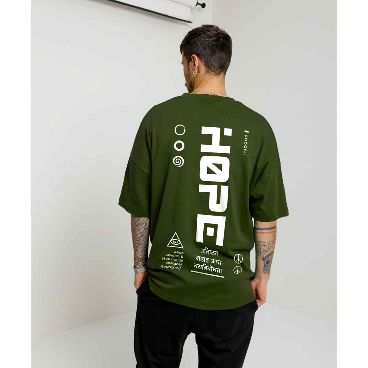 De Tees Men's Oversize T-shirt | M-OST-OLIVE-GREEN-HOPE | Olive - S