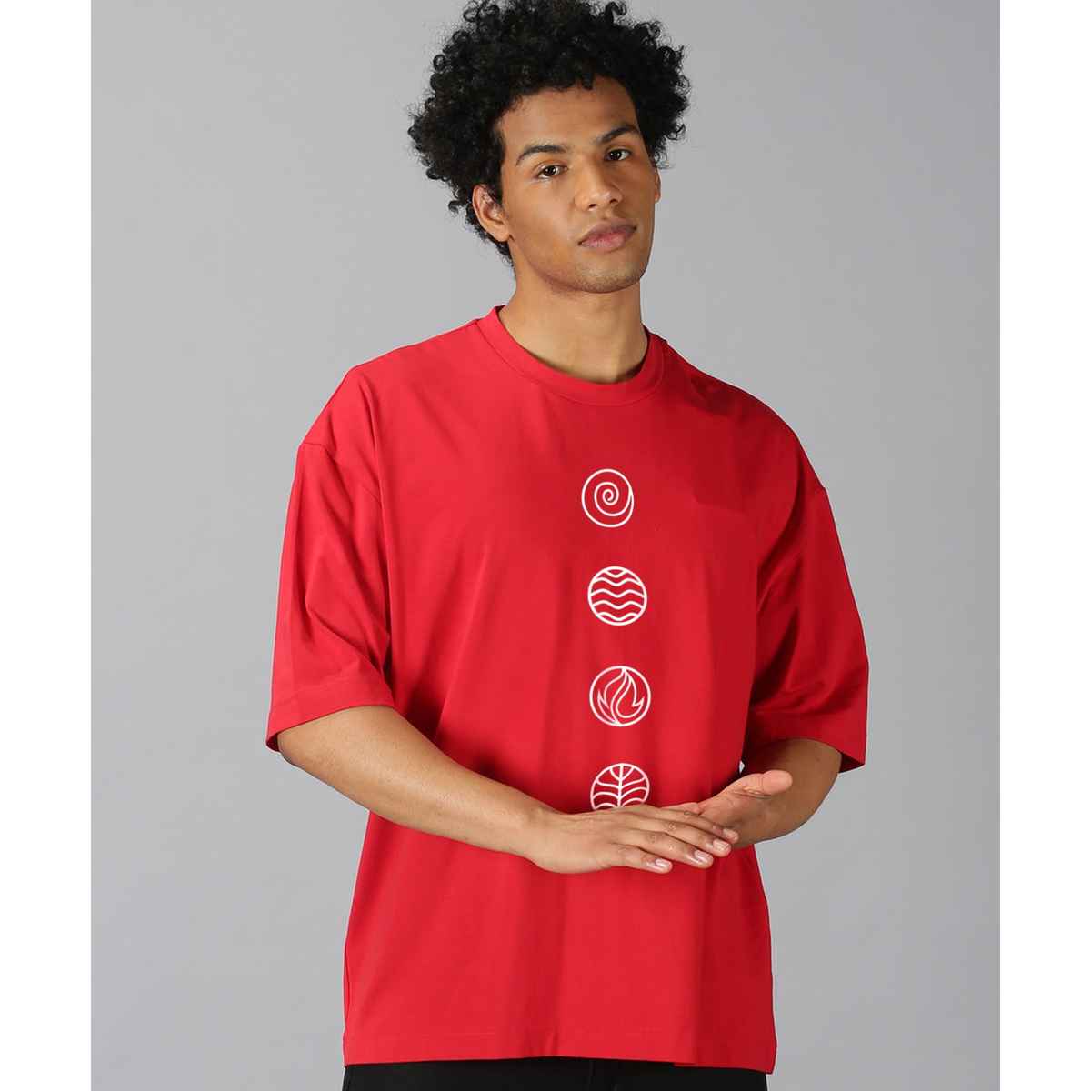 De Tees Men's Oversize T-shirt | M-OST-RED-POSITIVE | Red - M