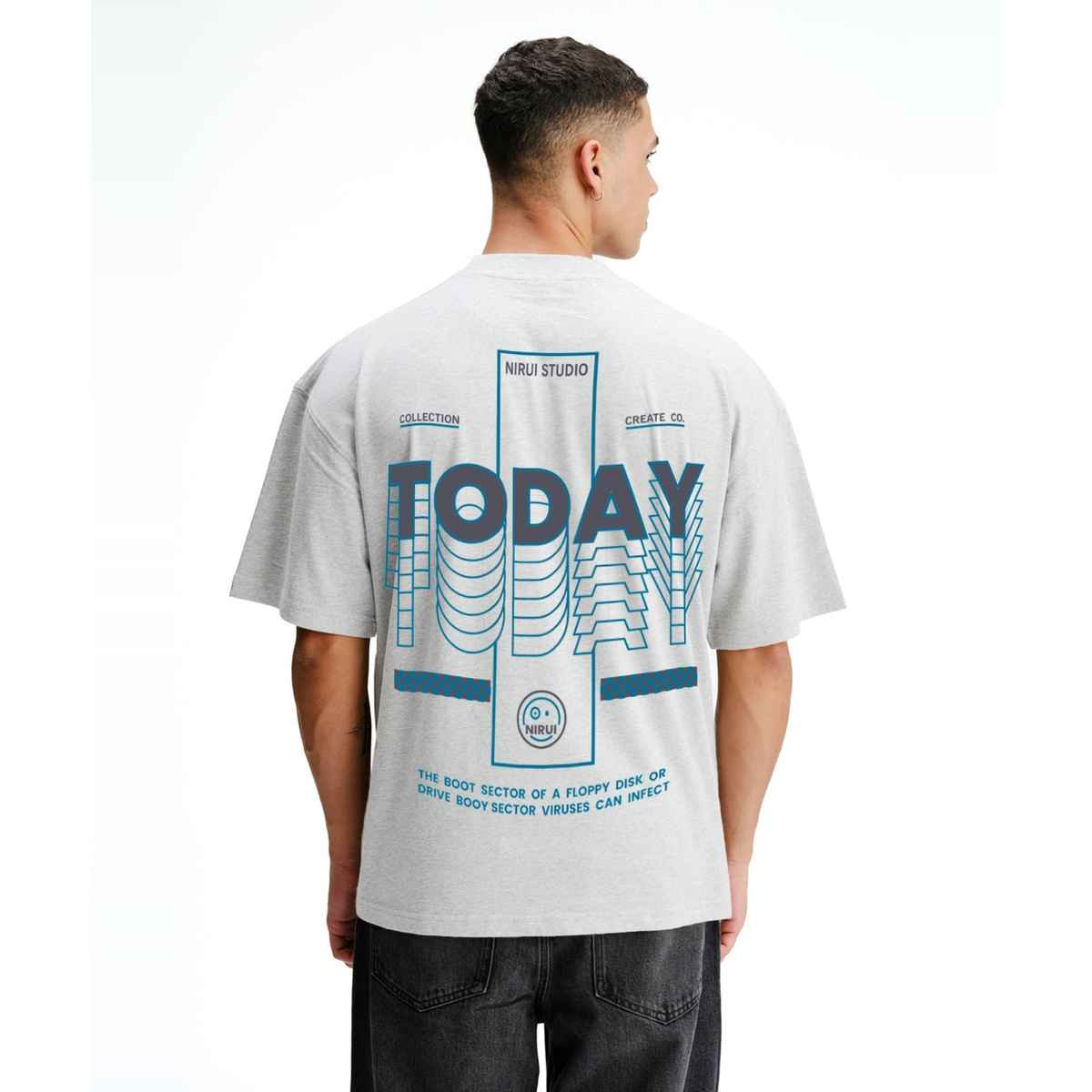 De Tees Men's Oversize T-shirt | M-OST-WHITE-MELANGE-TODAY | Grey Melange - M