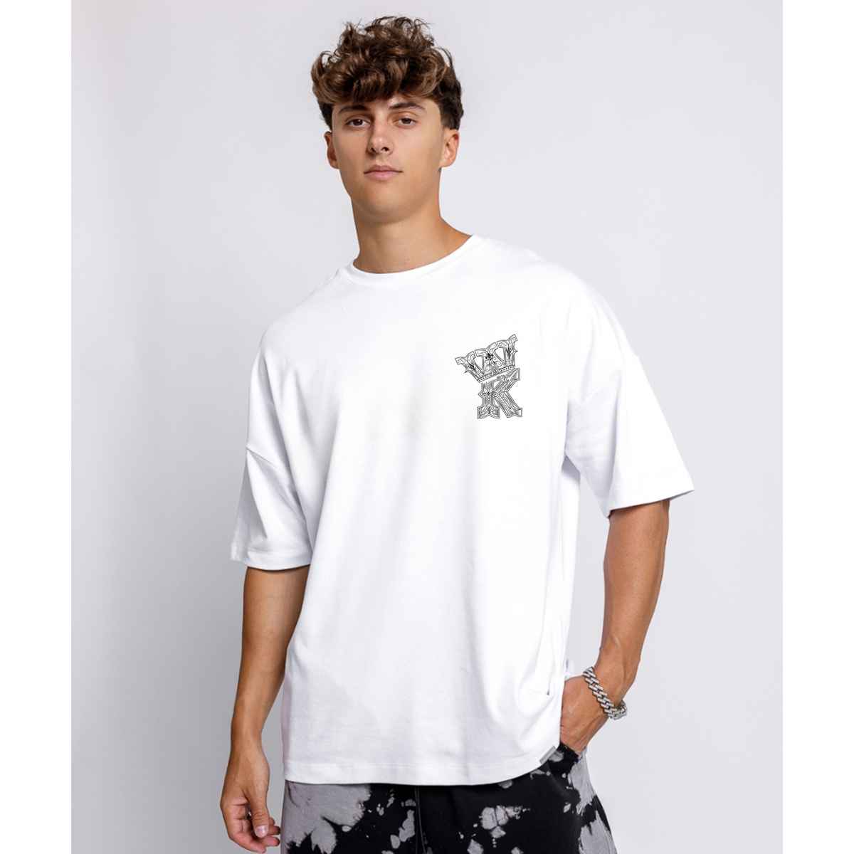 De Tees Men's Oversize T-shirt | M-OST-WHITE-KING | White - S