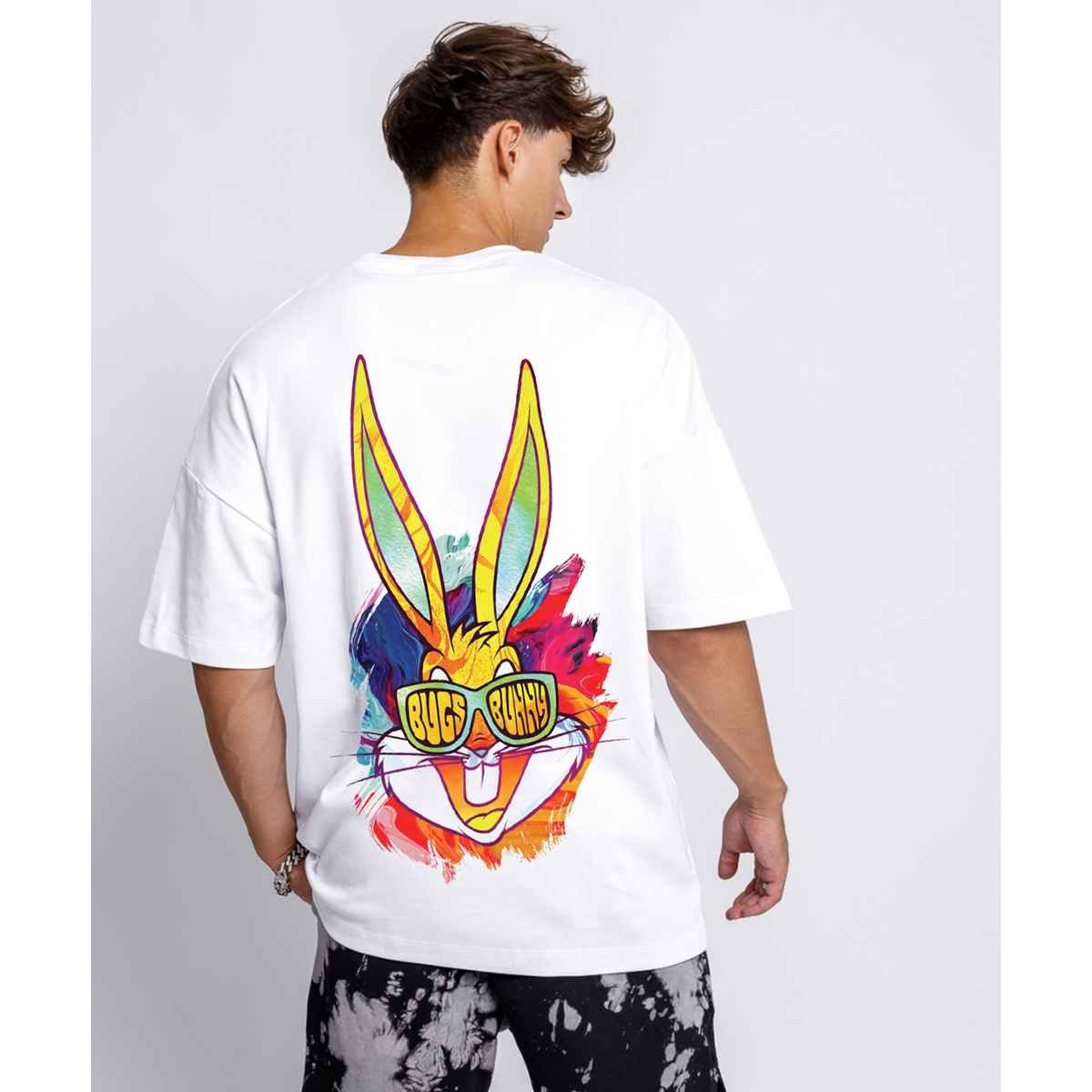 De Tees Men's Oversize T-shirt | M-OST-WHITE-BUNNY | White - L