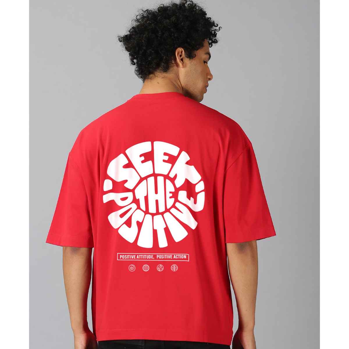 De Tees Men's Oversize T-shirt | M-OST-RED-POSITIVE | Red - M