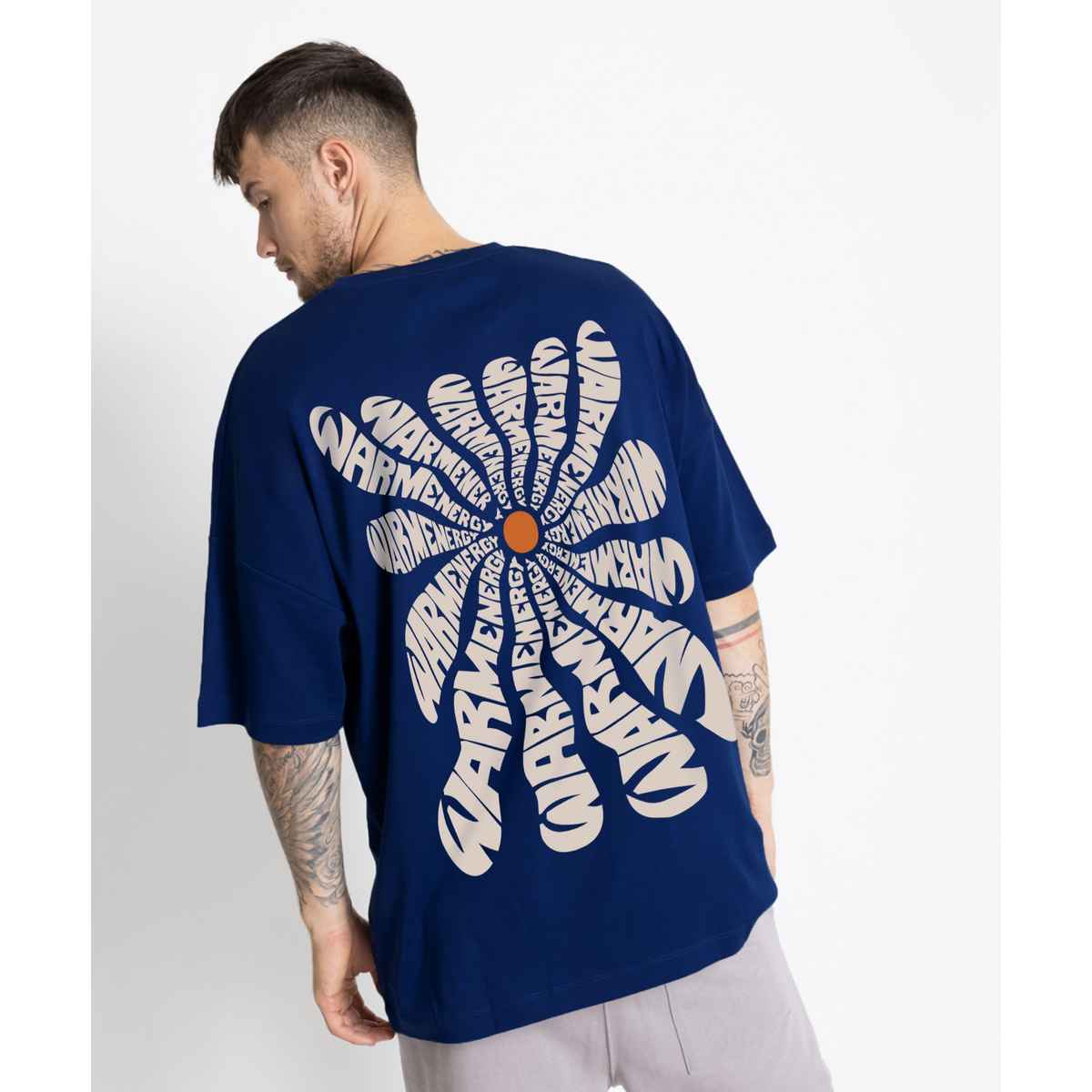 De Tees Men's Oversize T-shirt | M-OST-NAVY-WARM-ENERGY | Navy - XXL