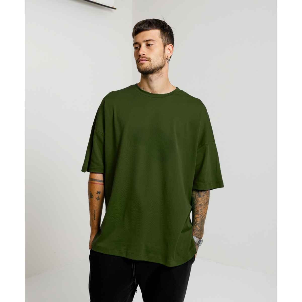 De Tees Men's Oversize T-shirt | M-OST-OLIVE-GREEN-HOPE | Olive - L