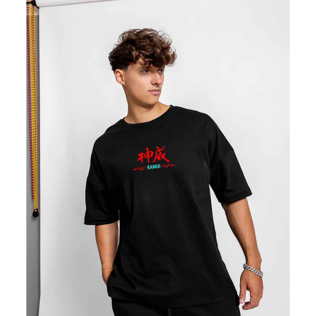 De Tees Men's Oversize T-shirt | M-OST-BLACK-KAMU | Black - L