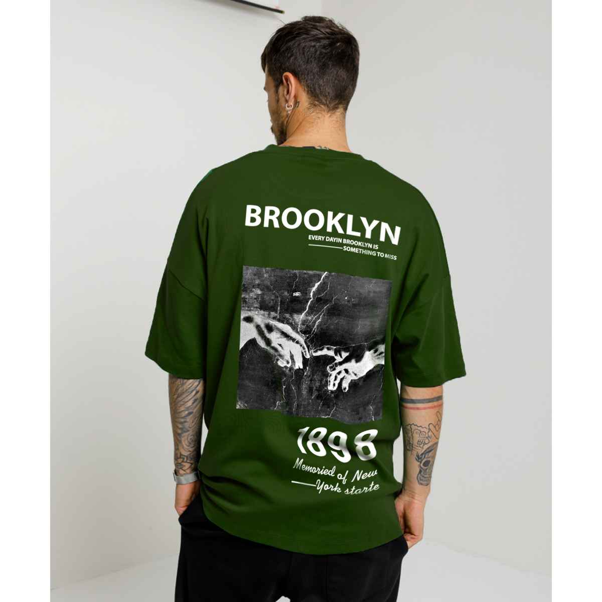 De Tees Men's Oversize T-shirt | M-OST-OLIVE-BROOKLYN | Olive - XL
