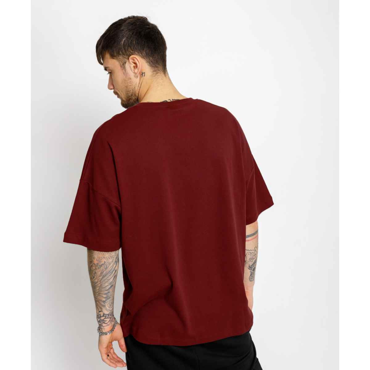 De Tees Men's Oversize T-shirt | M-OST-MAROON-ARROW | Maroon - L