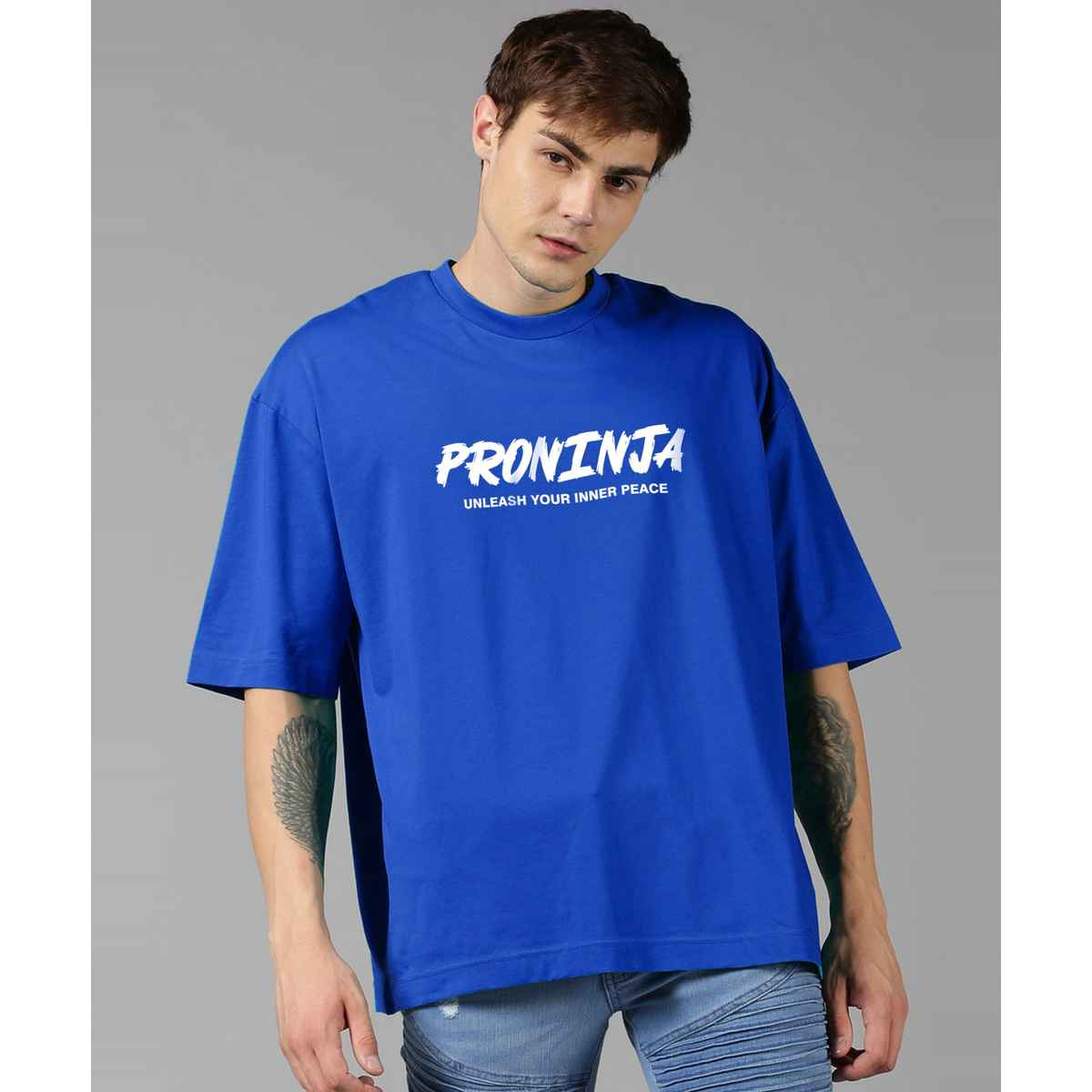 De Tees Men's Oversize T-shirt | M-OST-ROYAL-BLUE-PRONINJA | Royal Blue - L