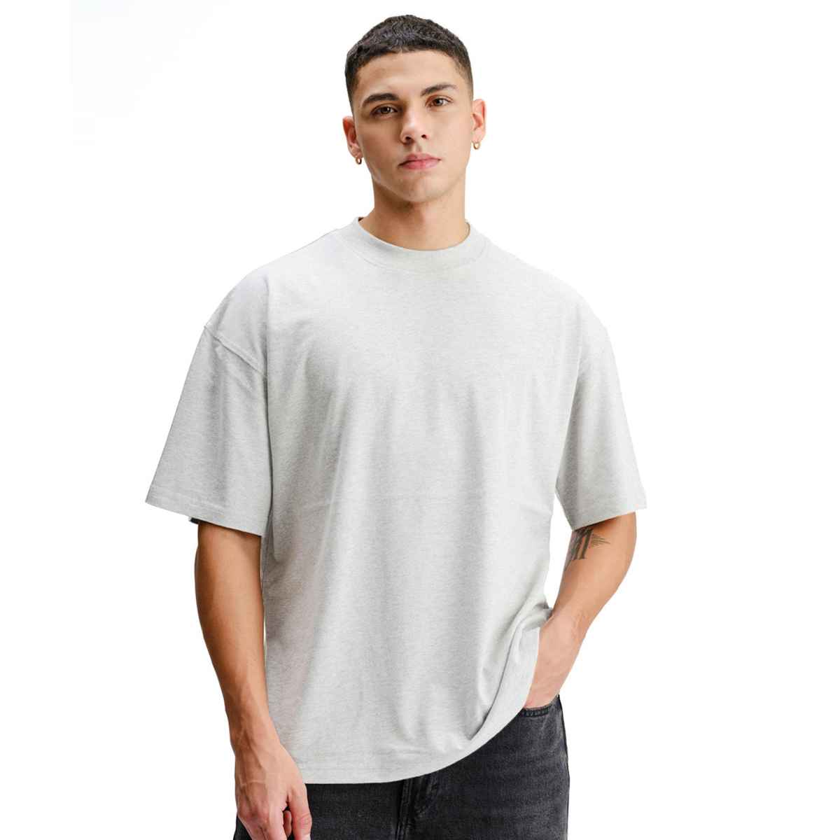 De Tees Men's Oversize T-shirt | M-OST-WHITE-MELANGE-TODAY | Grey Melange - XXL