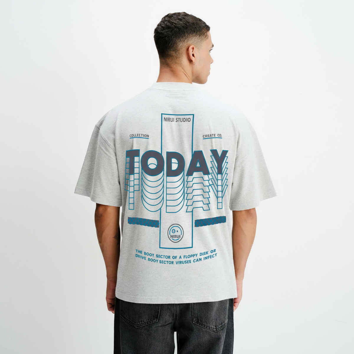 De Tees Men's Oversize T-shirt | M-OST-WHITE-MELANGE-TODAY | Grey Melange - XXL