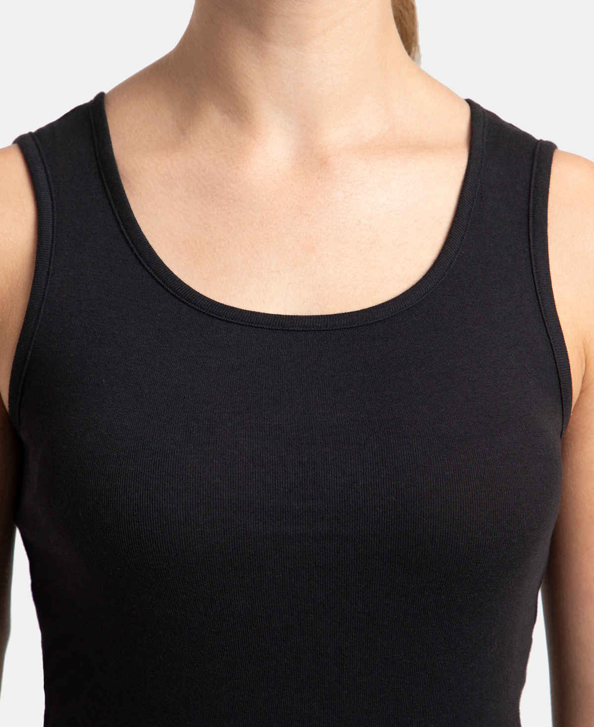 Jockey Women's Outerwear Super Combed Cotton Rib Fabric Slim Fit Solid Tank Top | Black | S