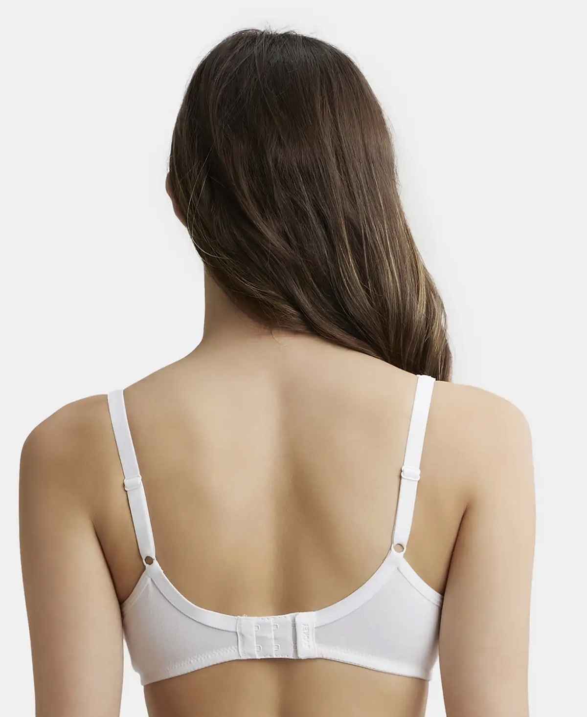 Jockey 1722 Women's Wirefree Non Padded Super Combed Cotton Elastane Stretch Medium Coverage Everyday Bra | Concealed Shaper Panel-White-34C