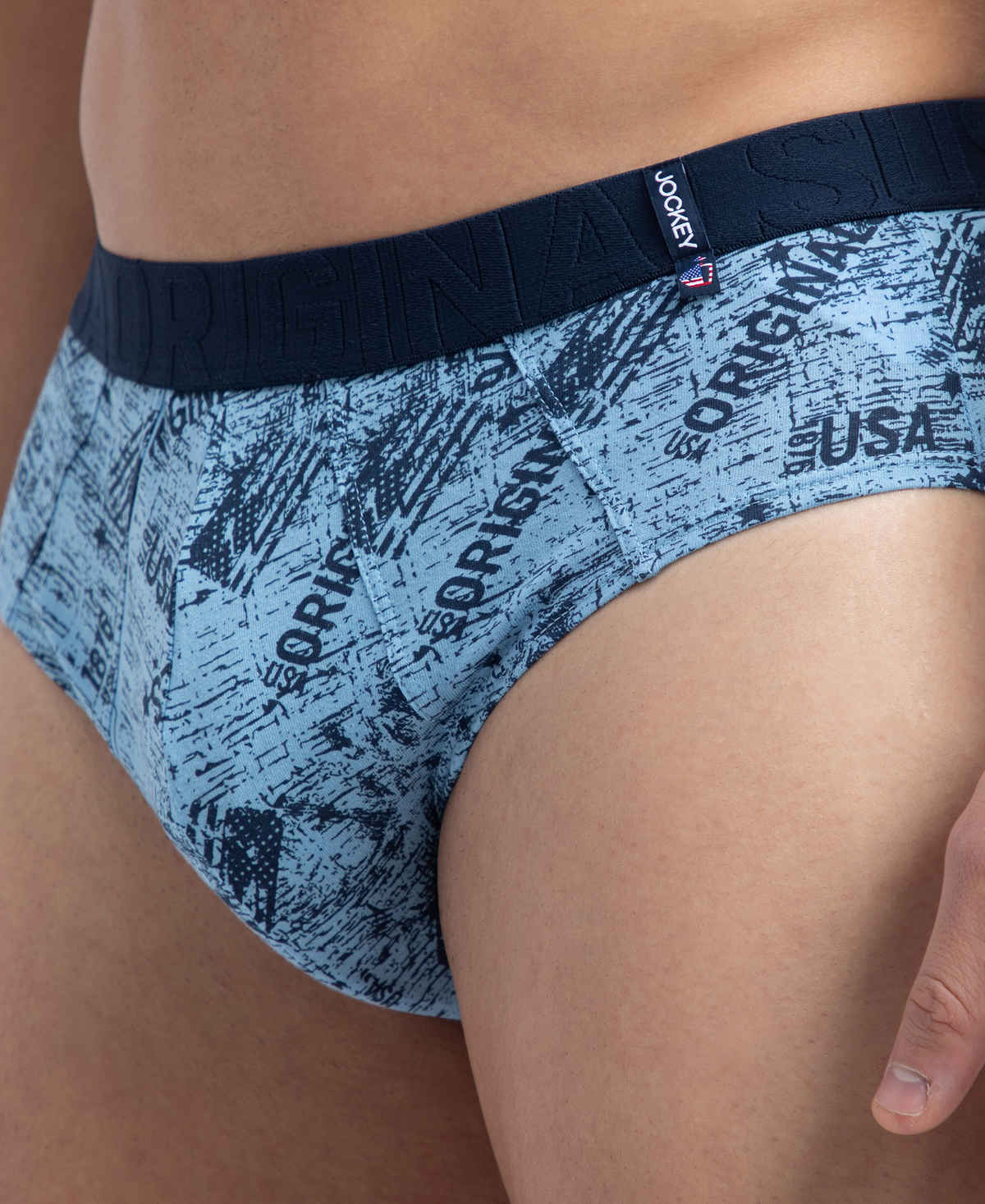 Jockey US52 Men's Super Combed Cotton Printed Brief | Navy & Dusk Blue-L