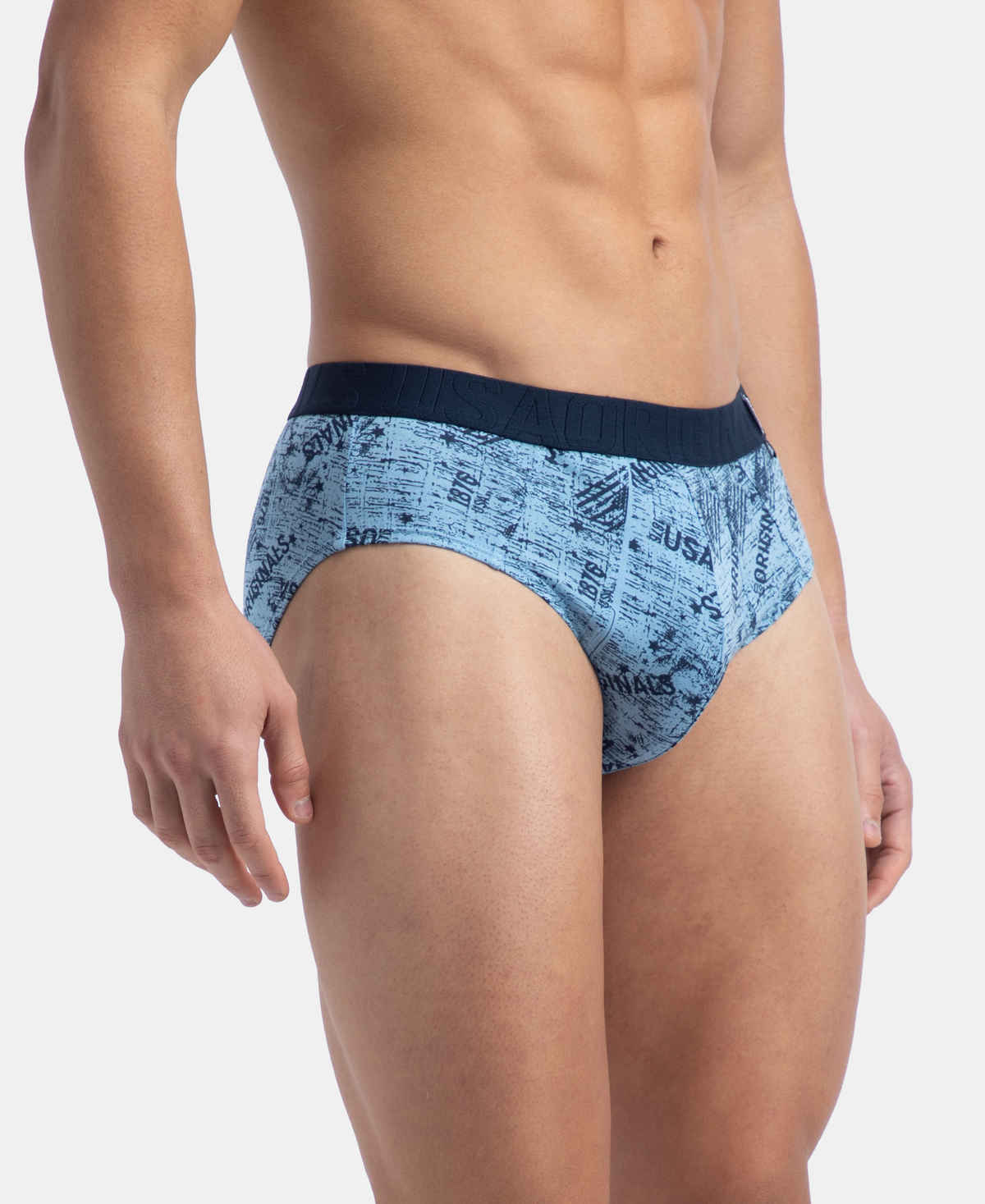 Jockey US52 Men's Super Combed Cotton Printed Brief | Navy & Dusk Blue-XL