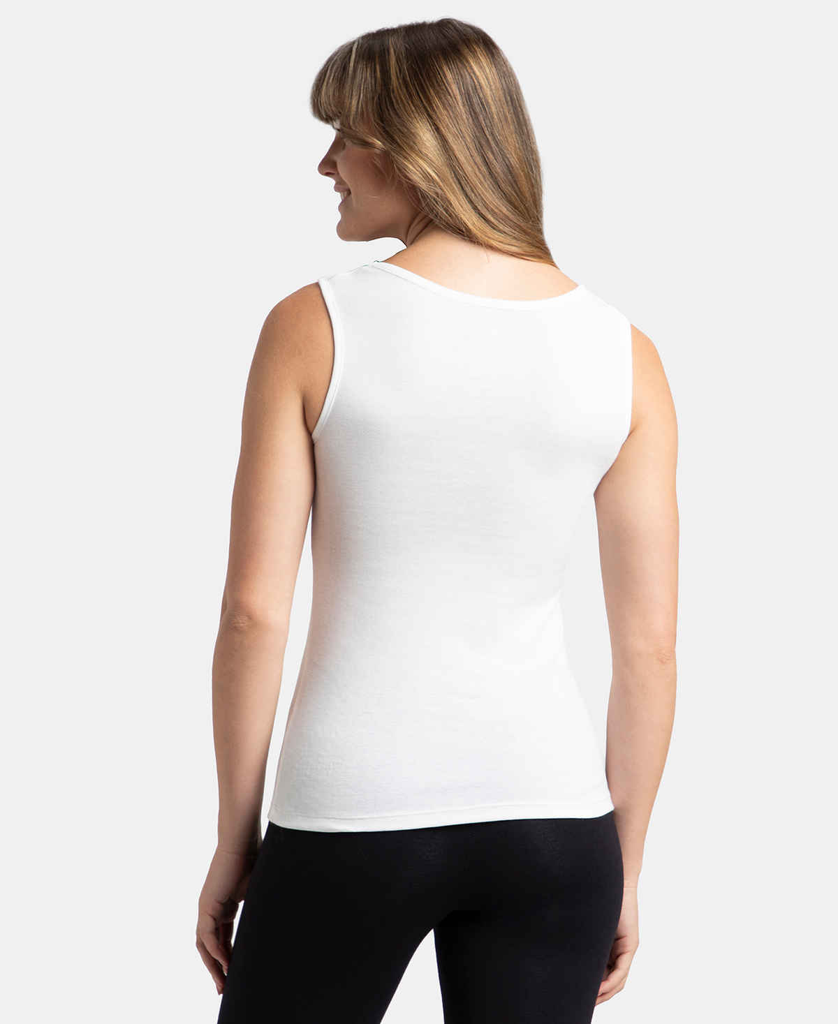 Jockey Women's Outerwear Super Combed Cotton Rib Fabric Slim Fit Solid Tank Top | White | S