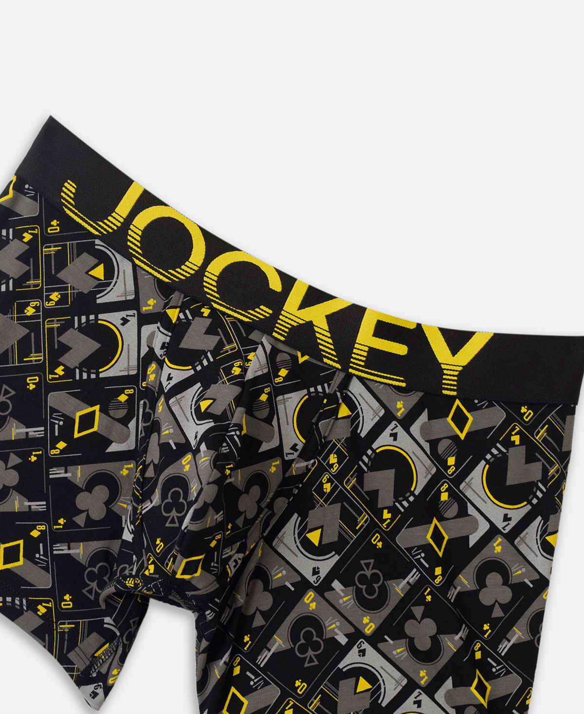 Jockey FP23 Men's Super Combed Cotton Printed Trunk | Black Empire Yellow-L