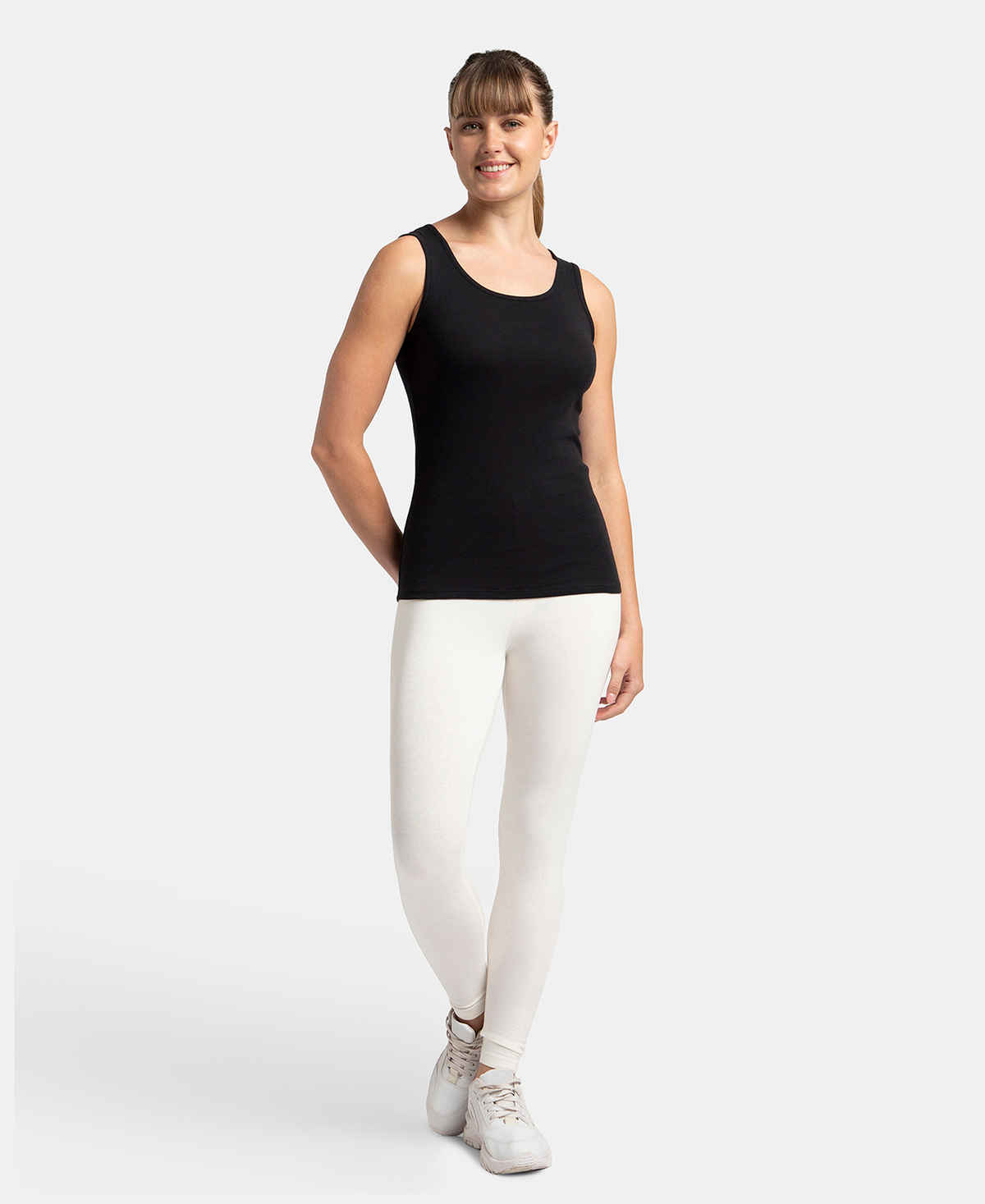 Jockey Women's Outerwear Super Combed Cotton Rib Fabric Slim Fit Solid Tank Top | Black | M
