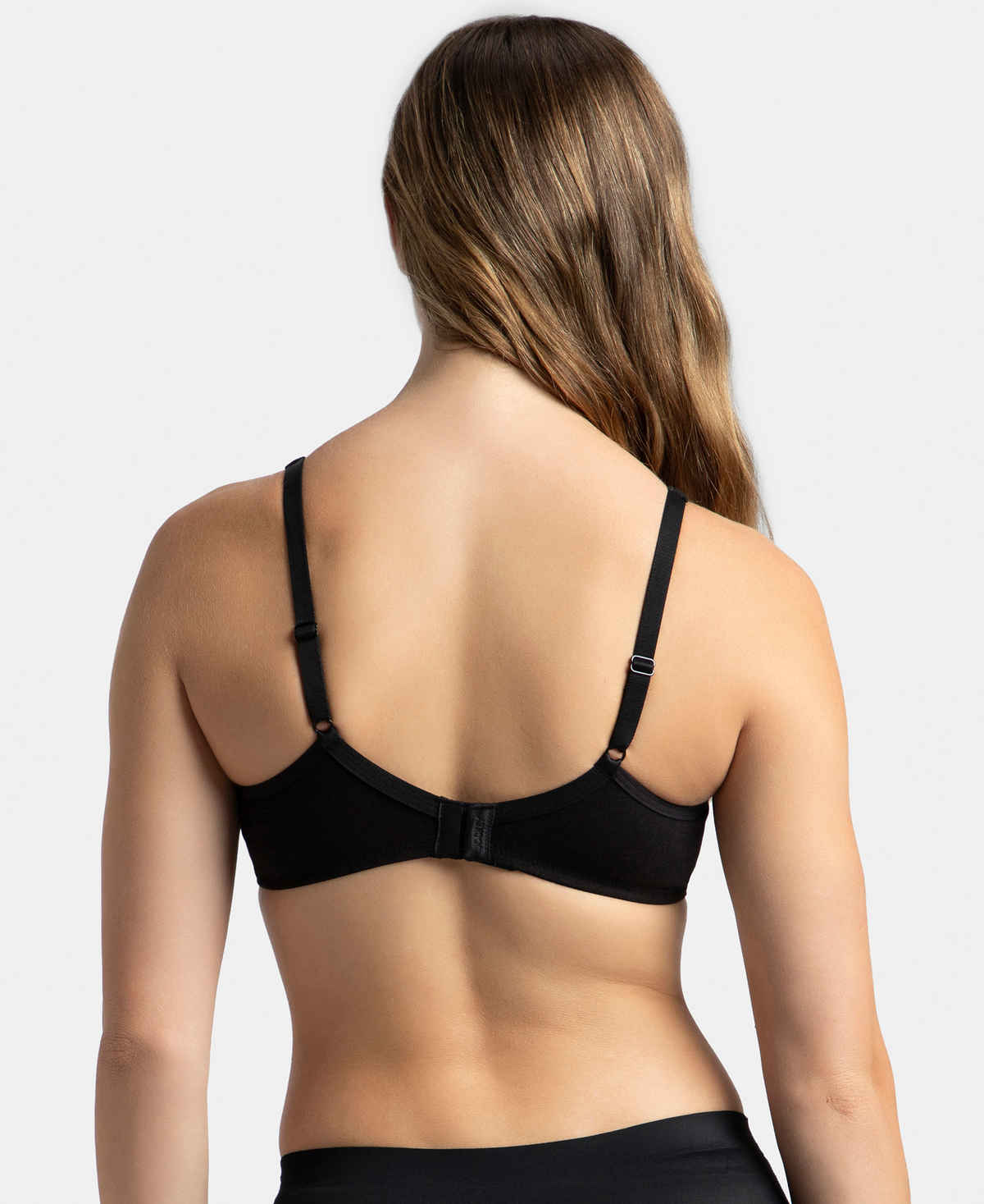 Jockey 1722 Women's Wirefree Non Padded Super Combed Cotton Elastane Stretch Medium Coverage Everyday Bra | Concealed Shaper Panel-Black-34B