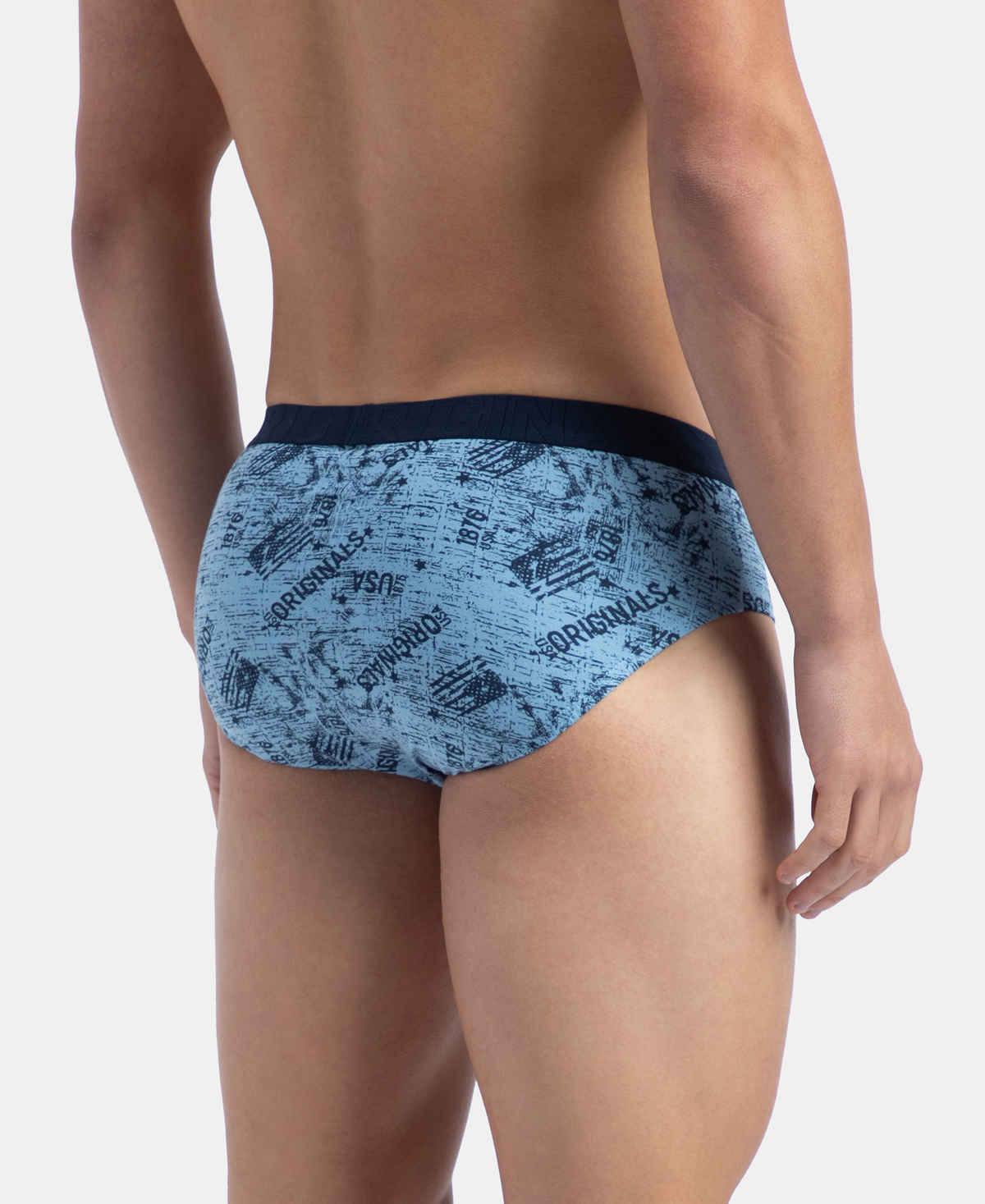 Jockey US52 Men's Super Combed Cotton Printed Brief | Navy & Dusk Blue-L