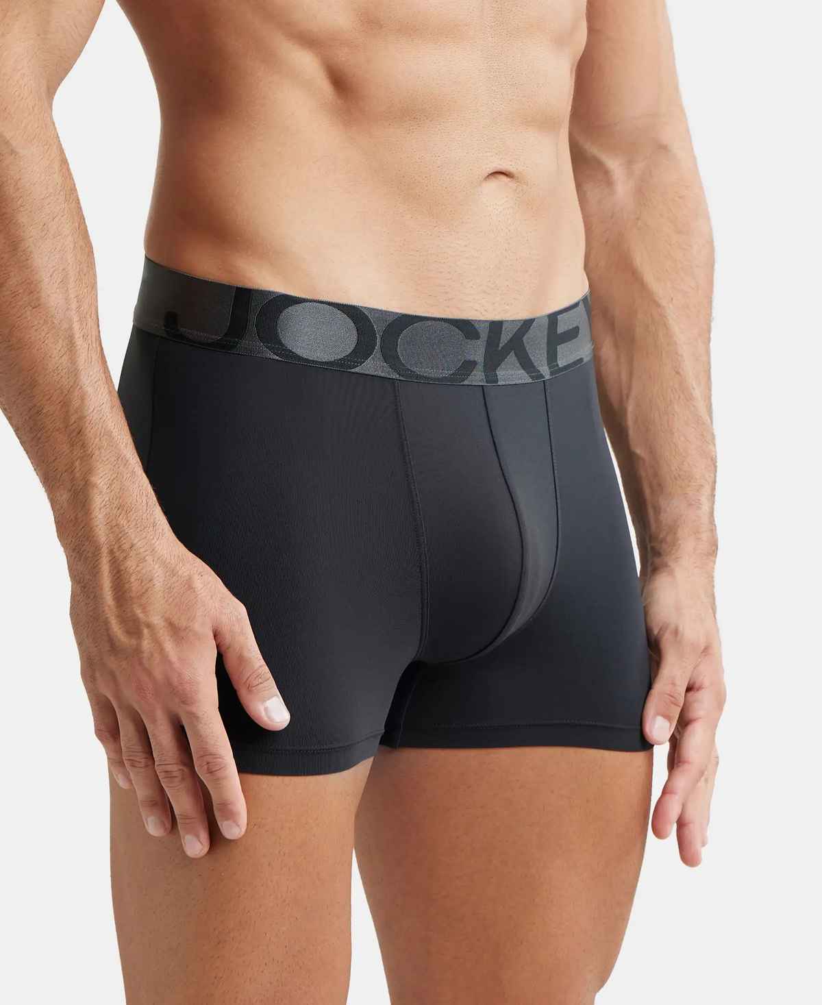 Jockey IC28 Men's Tactel Microfiber Elastane Stretch Underwear Solid Trunk | Black - XL | Black-XL