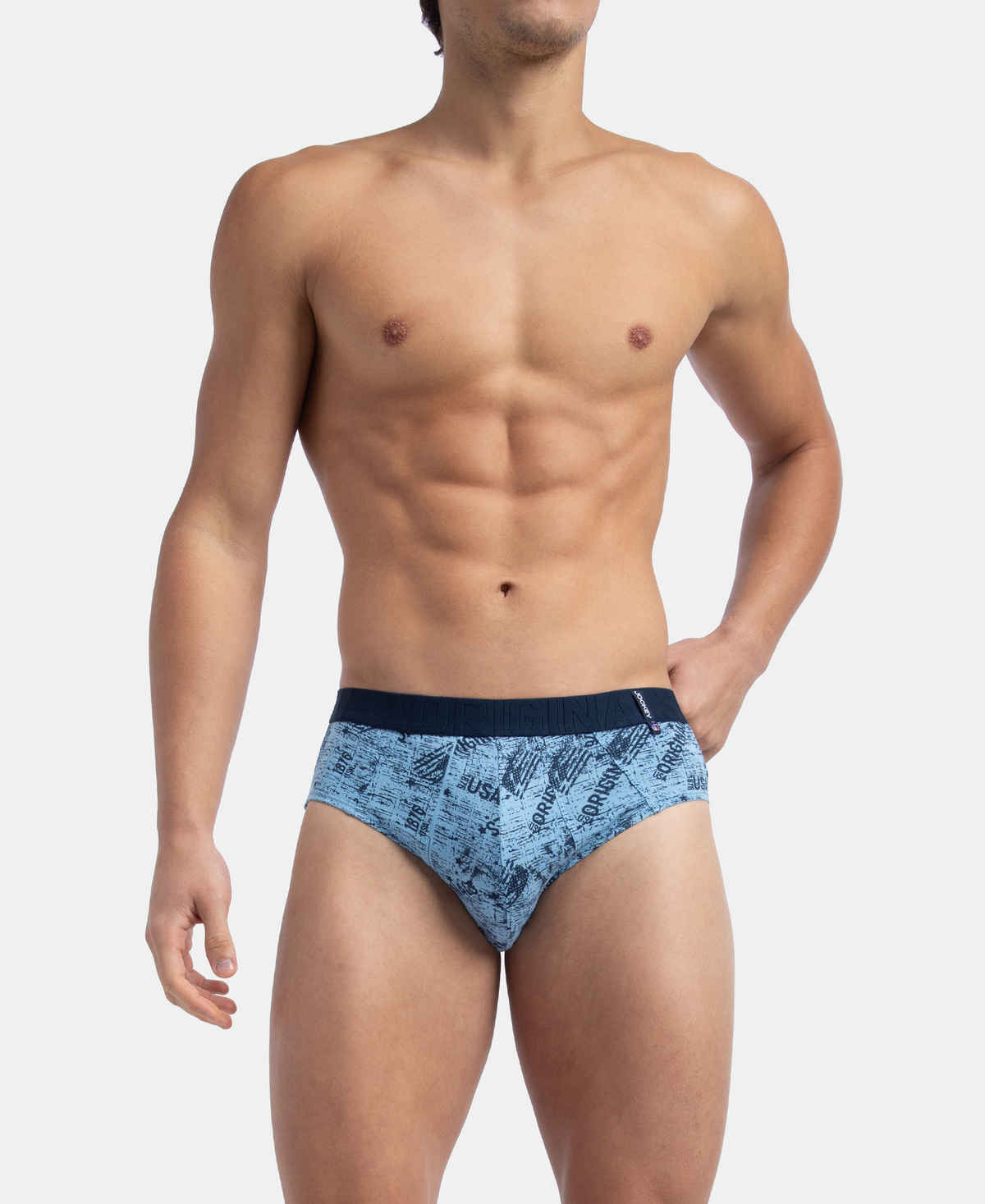 Jockey US52 Men's Super Combed Cotton Printed Brief | Navy & Dusk Blue-XL