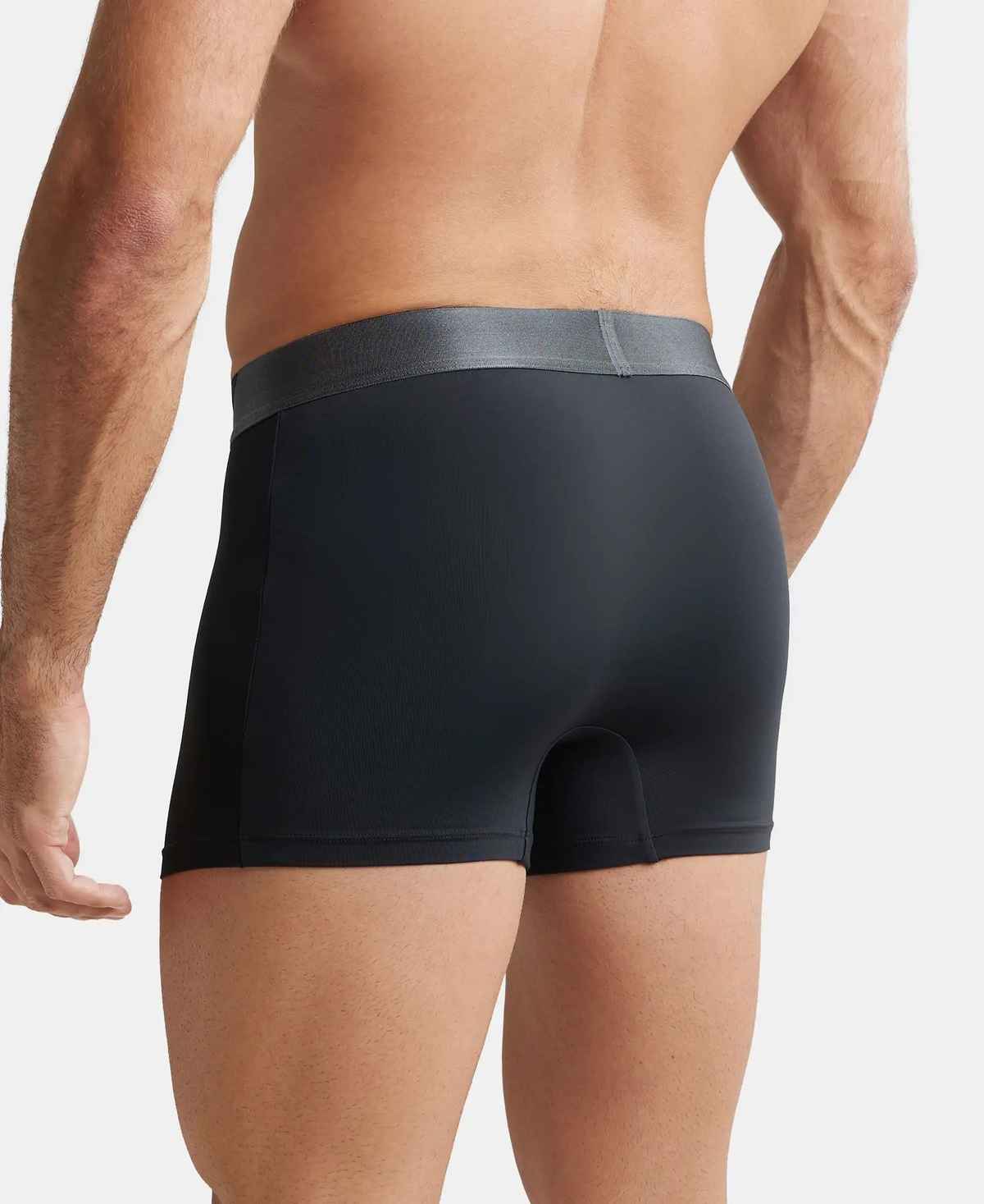 Jockey IC28 Men's Tactel Microfiber Elastane Stretch Underwear Solid Trunk | Black - XL | Black-XL