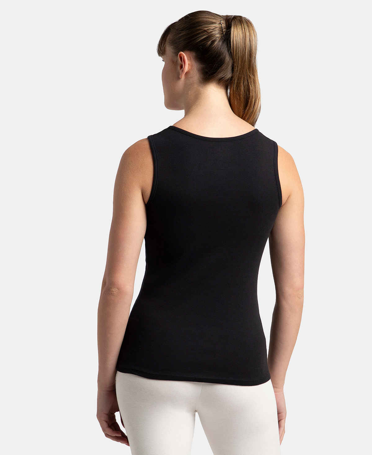 Jockey Women's Outerwear Super Combed Cotton Rib Fabric Slim Fit Solid Tank Top | Black | S
