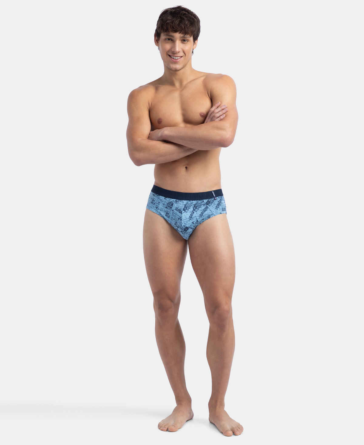 Jockey US52 Men's Super Combed Cotton Printed Brief | Navy & Dusk Blue-L