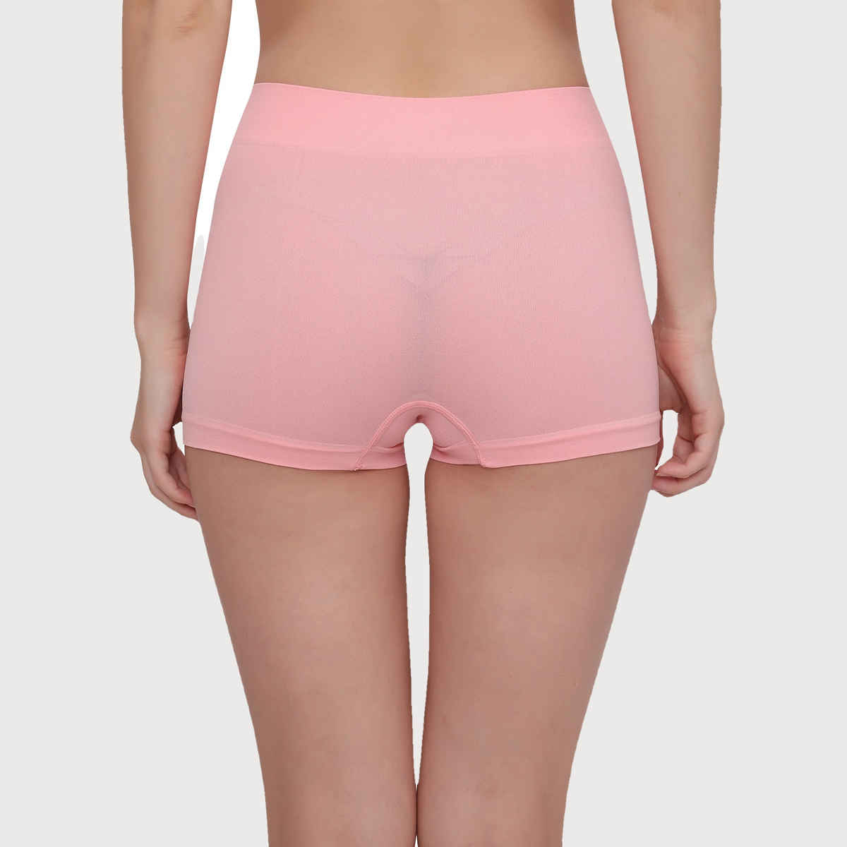 Plumbury Women s Solid Full Coverage Seamless Mid Rise Boyshort Briefs| Pack of 2 | Black-Pink - S