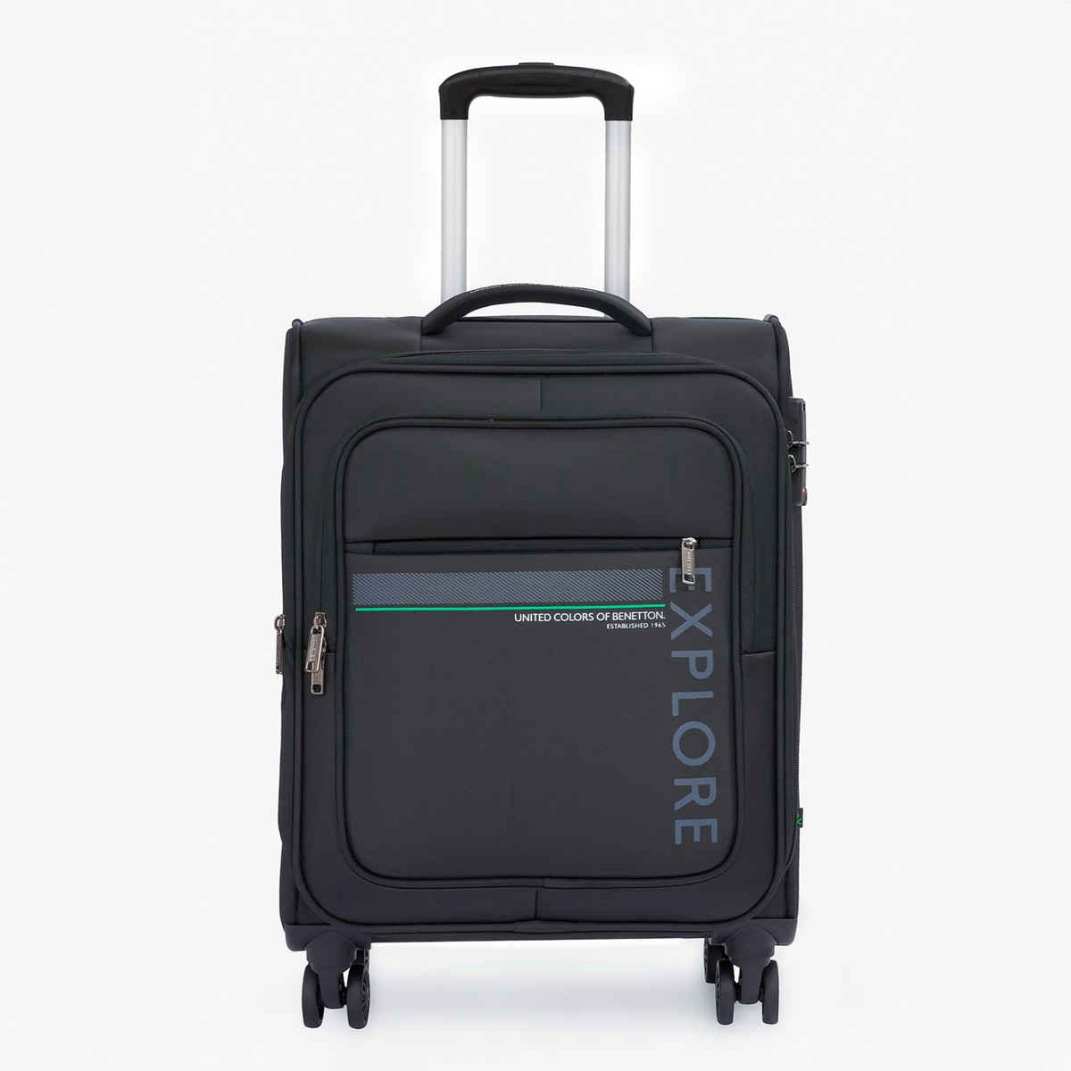 United Colors Of Benetton Unisex Solid Polyester 61 L Telescopic Trolley Bag | Black - S