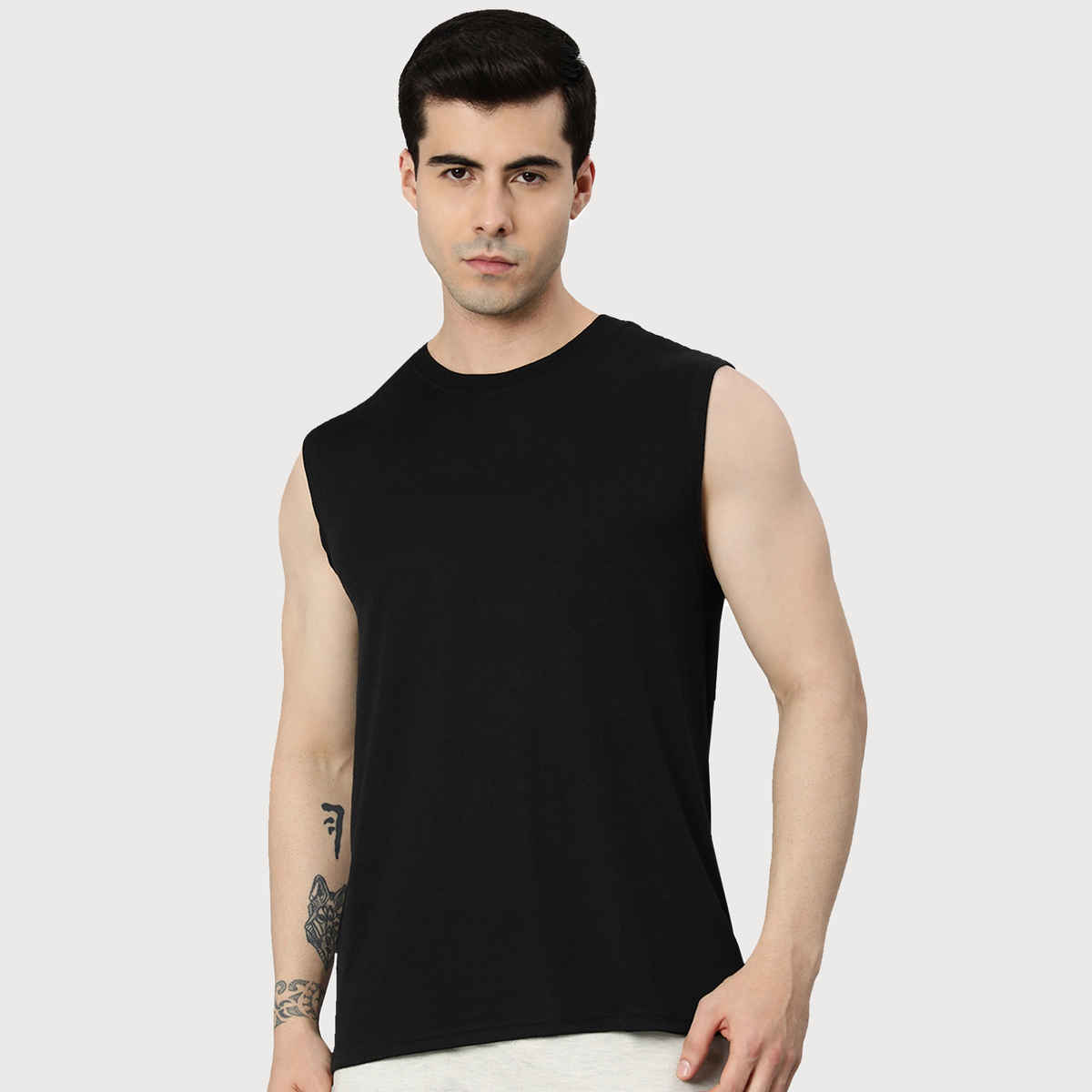 Heelium Bamboo Gym Vests for Men | Breathable-Odour Free and Comfort Fit | Pack of 1 - Black - M